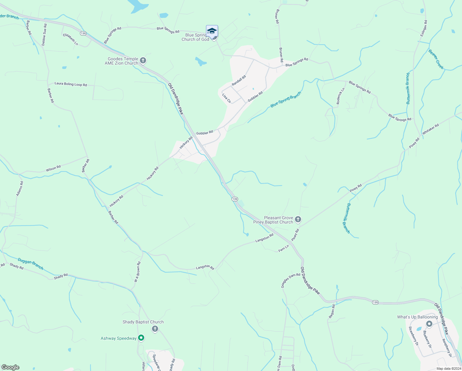 map of restaurants, bars, coffee shops, grocery stores, and more near 2812 Daybreak Way in Strawberry Plains