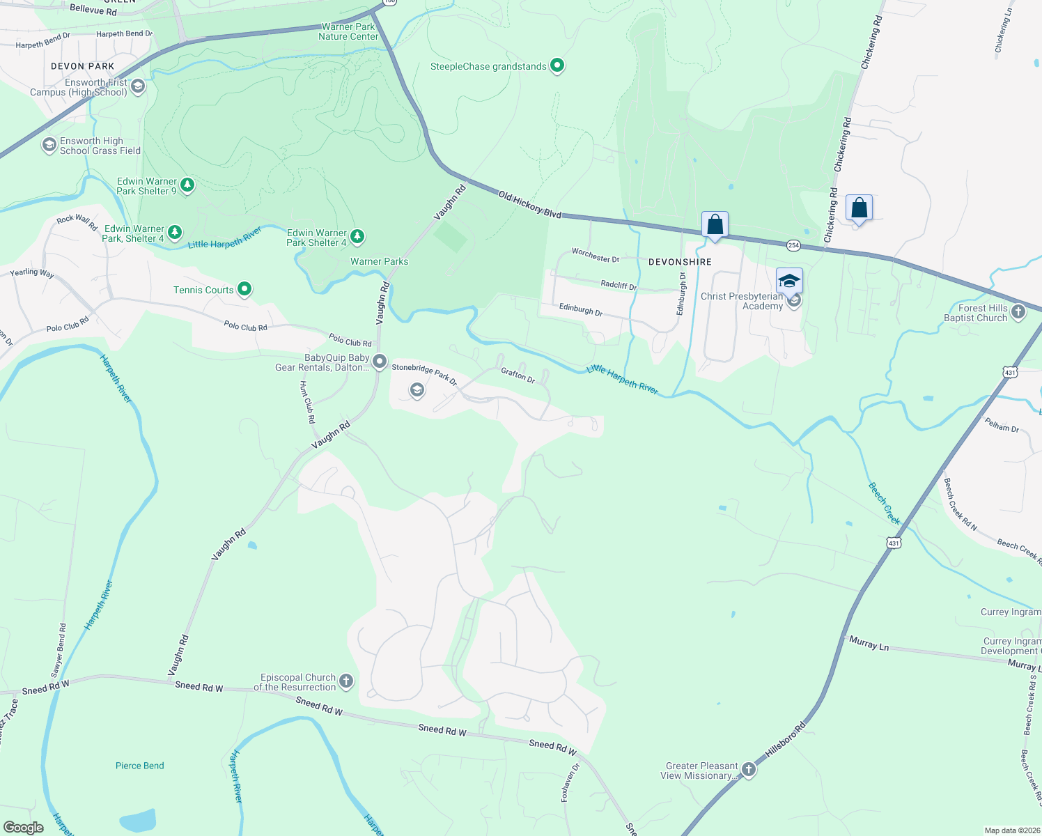 map of restaurants, bars, coffee shops, grocery stores, and more near 1111 Stonebridge Park Drive in Franklin