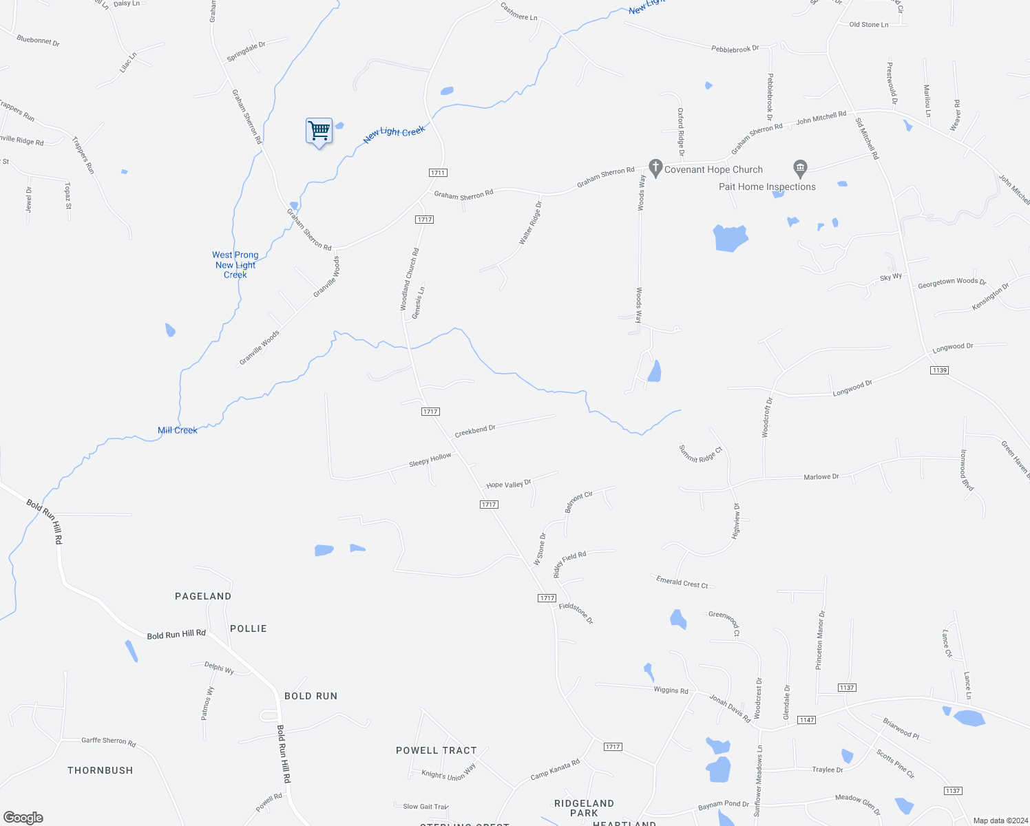 map of restaurants, bars, coffee shops, grocery stores, and more near 3685 Creekbend Drive in Wake Forest