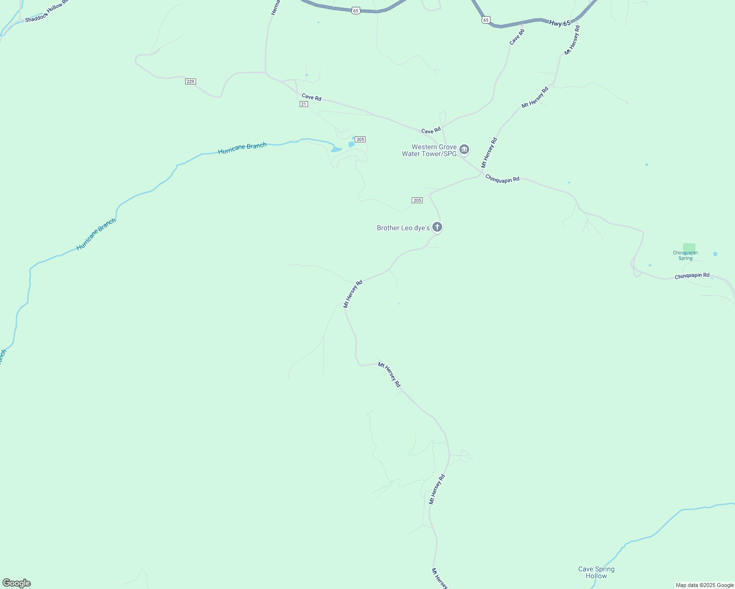 map of restaurants, bars, coffee shops, grocery stores, and more near Mount Hersey Road in Western Grove