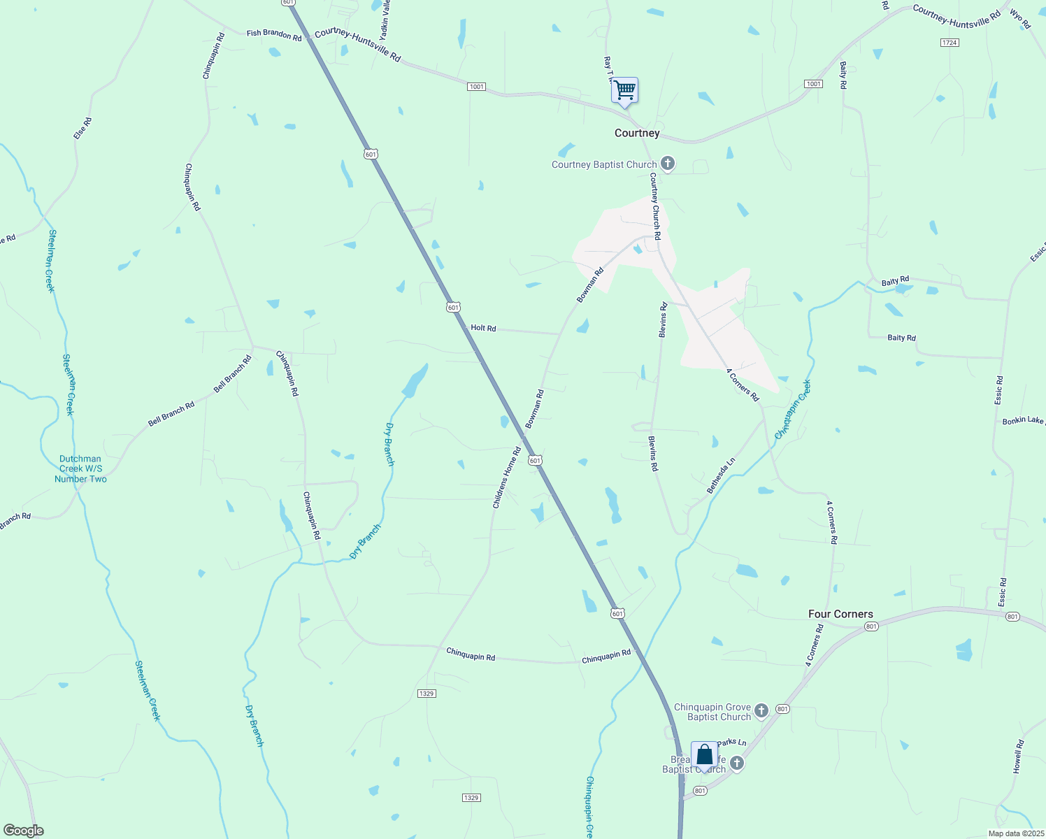 map of restaurants, bars, coffee shops, grocery stores, and more near 123 Bowman Road in Mocksville