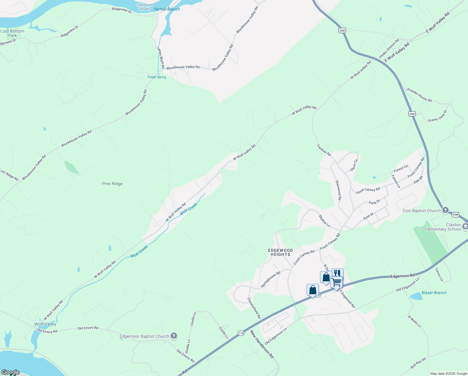 map of restaurants, bars, coffee shops, grocery stores, and more near 3101 West Wolf Valley Road in Clinton