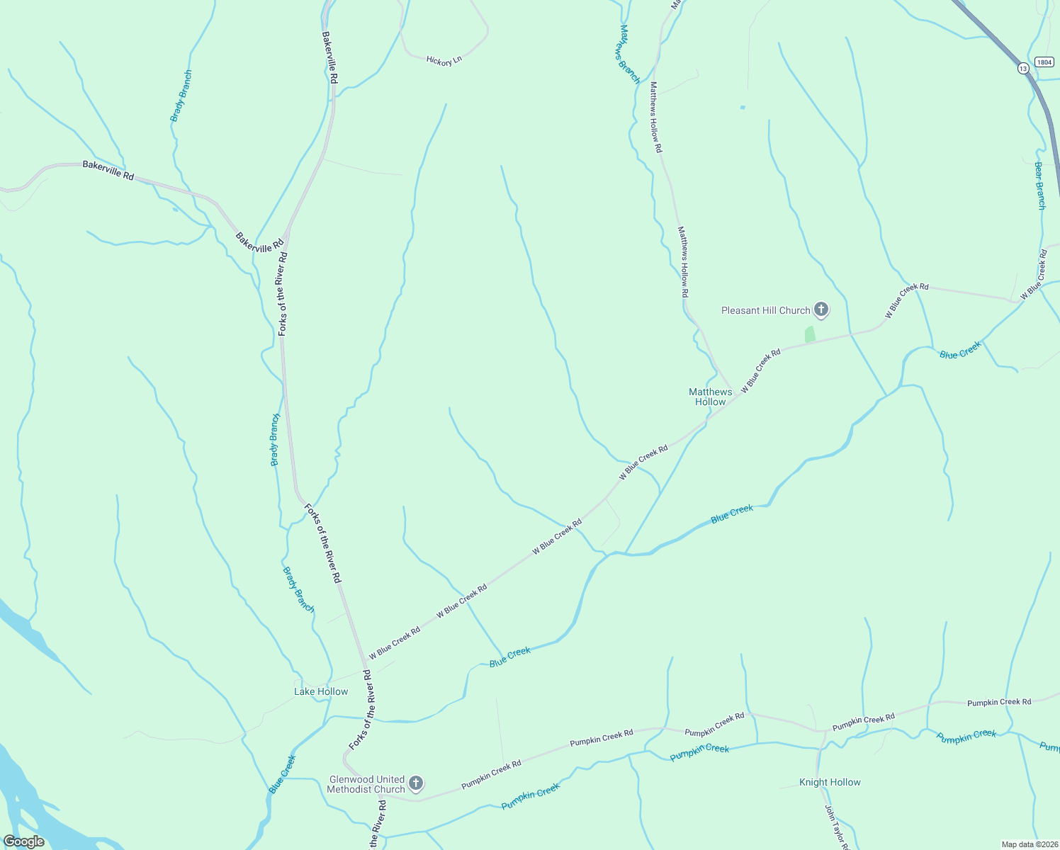 map of restaurants, bars, coffee shops, grocery stores, and more near 1950 West Blue Creek Road in Waverly