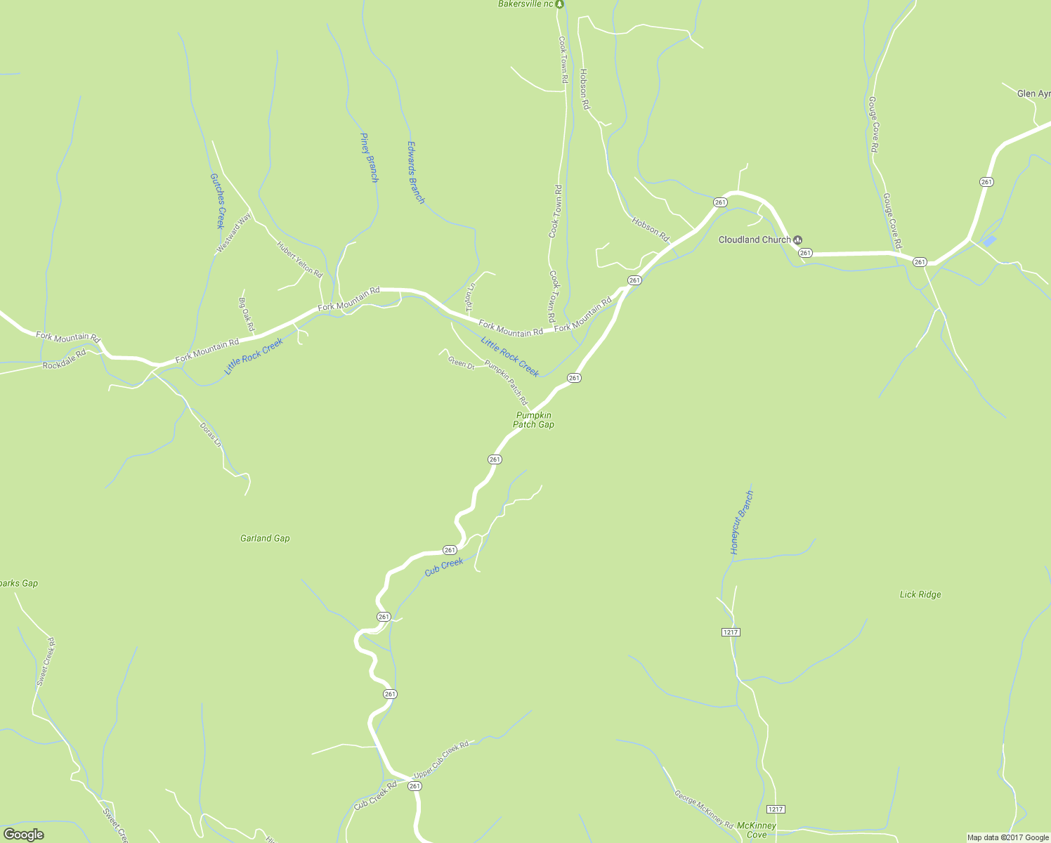 map of restaurants, bars, coffee shops, grocery stores, and more near 2958 North Carolina 261 in Bakersville