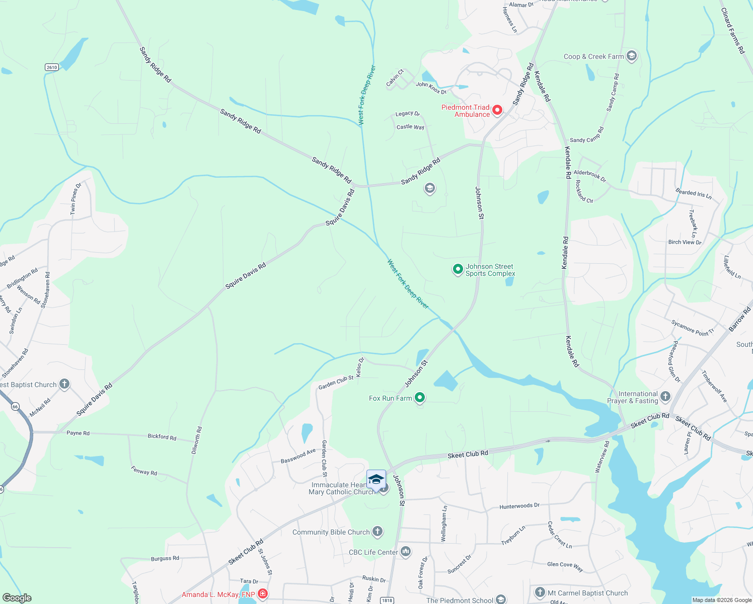 map of restaurants, bars, coffee shops, grocery stores, and more near 1313 Pondhaven Drive in High Point