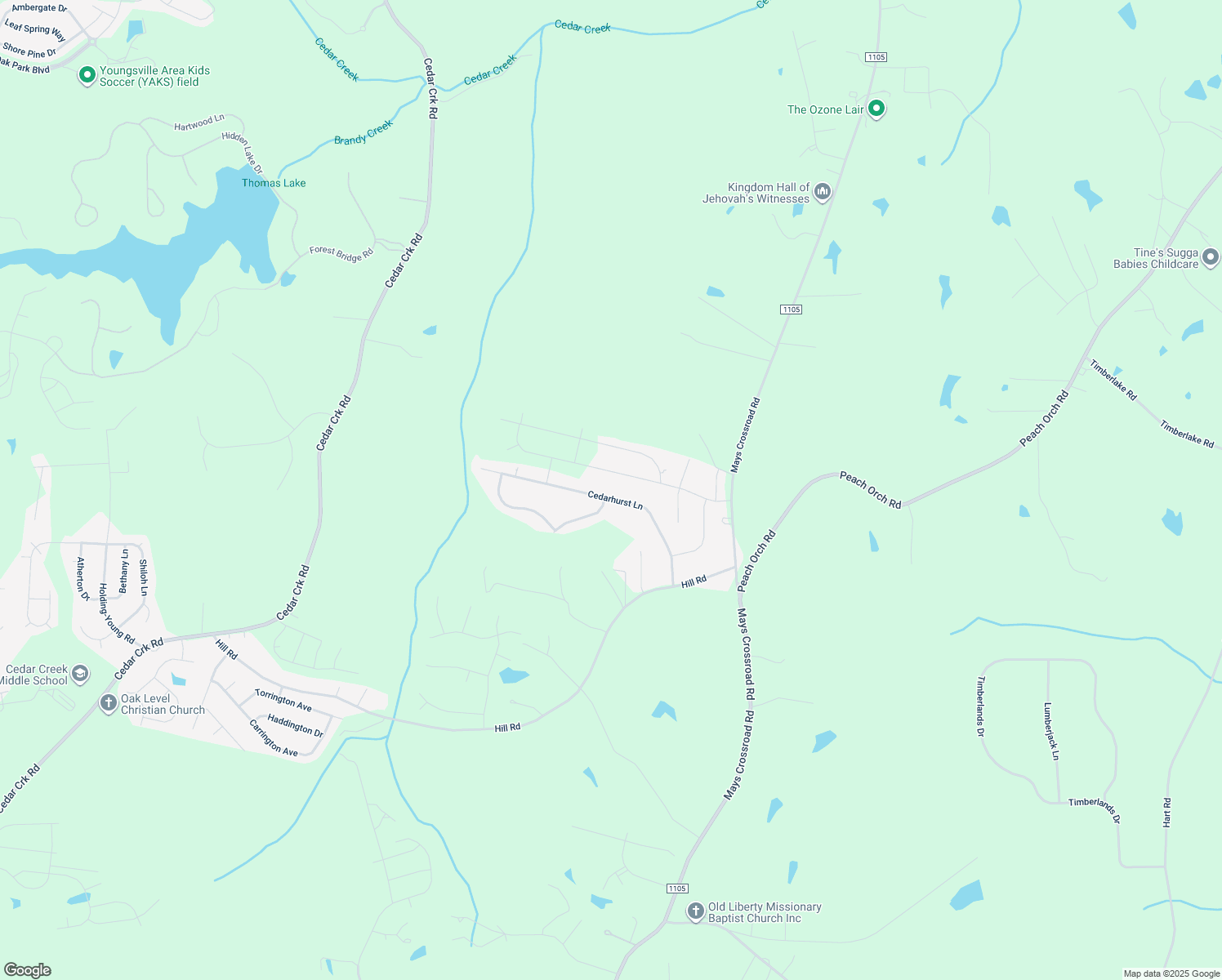 map of restaurants, bars, coffee shops, grocery stores, and more near 170 Cedarhurst Lane in Franklinton