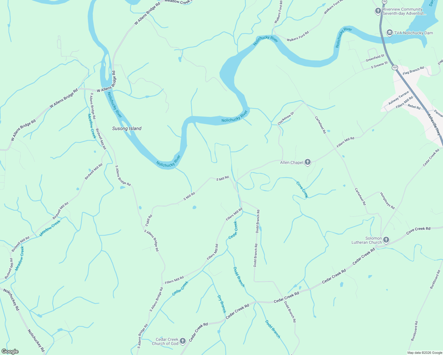 map of restaurants, bars, coffee shops, grocery stores, and more near 180 South Mill Road in Greeneville