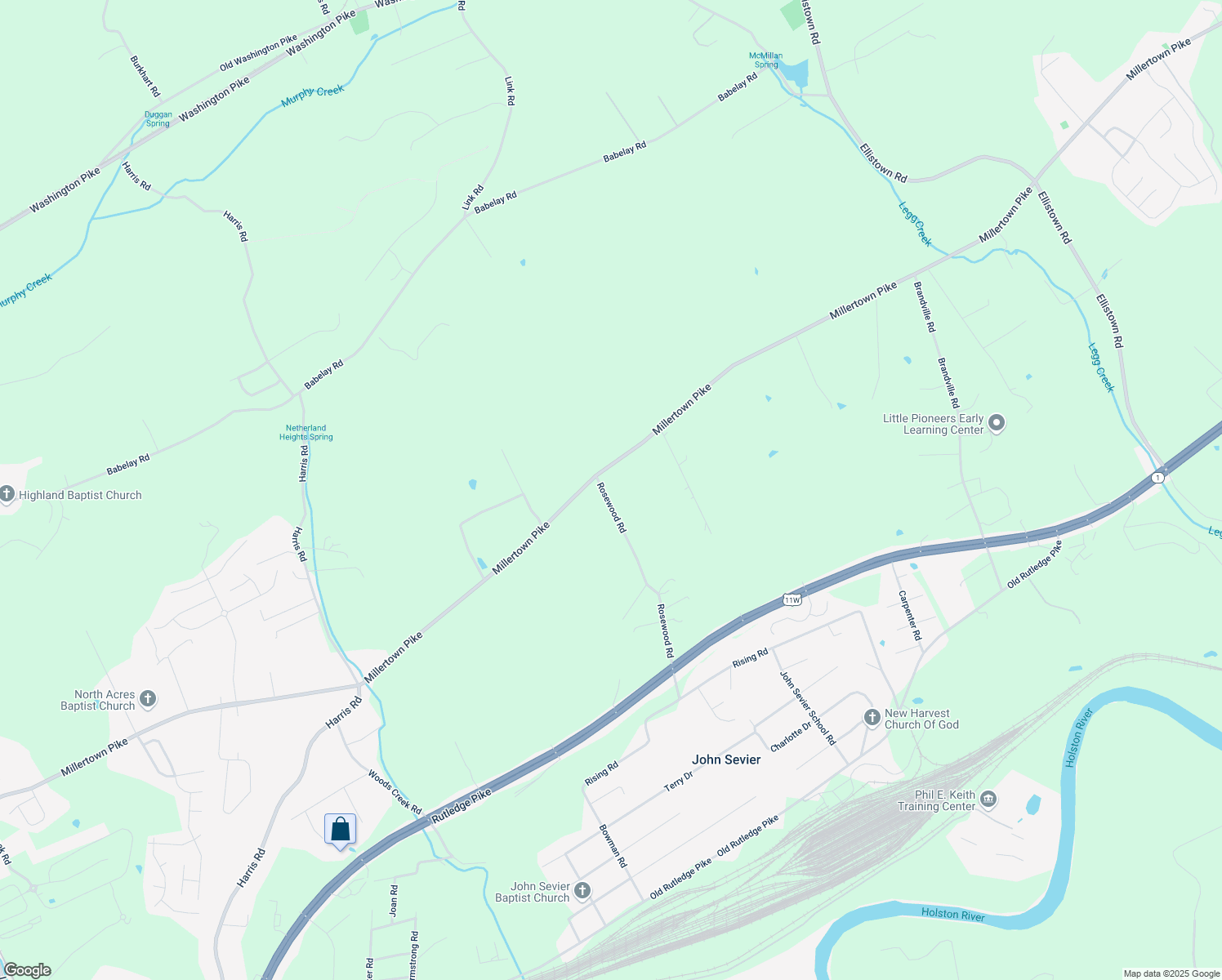 map of restaurants, bars, coffee shops, grocery stores, and more near 2526 Rosewood Rd in Knoxville