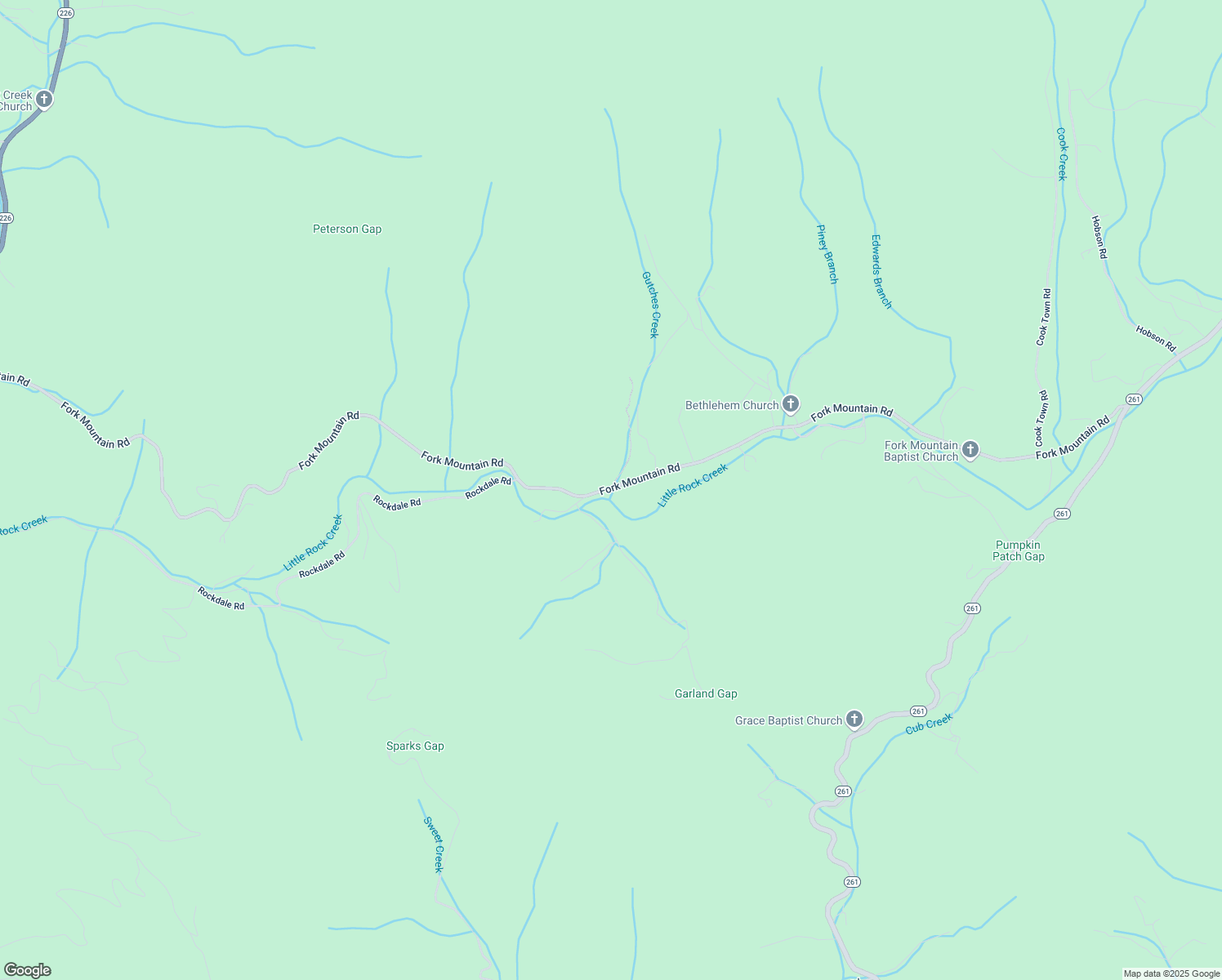 map of restaurants, bars, coffee shops, grocery stores, and more near 2522 Fork Mountain Road in Bakersville