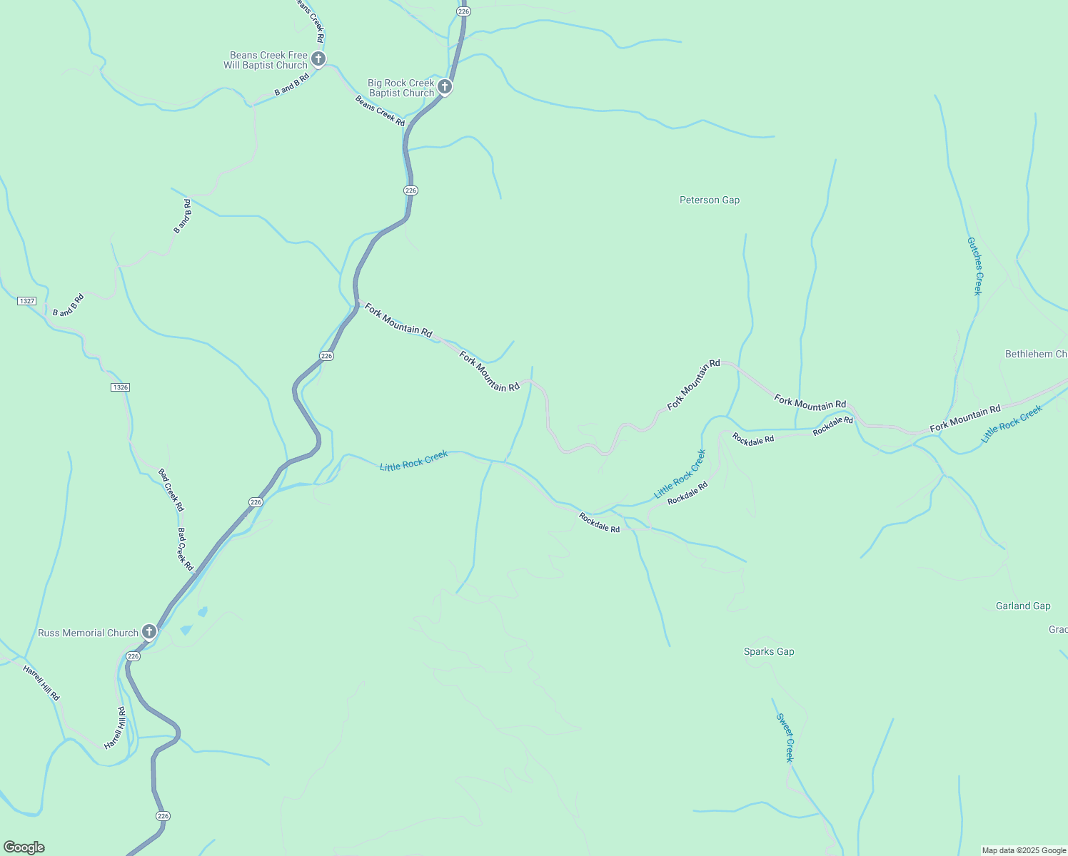 map of restaurants, bars, coffee shops, grocery stores, and more near 696 Fork Mountain Road in Bakersville