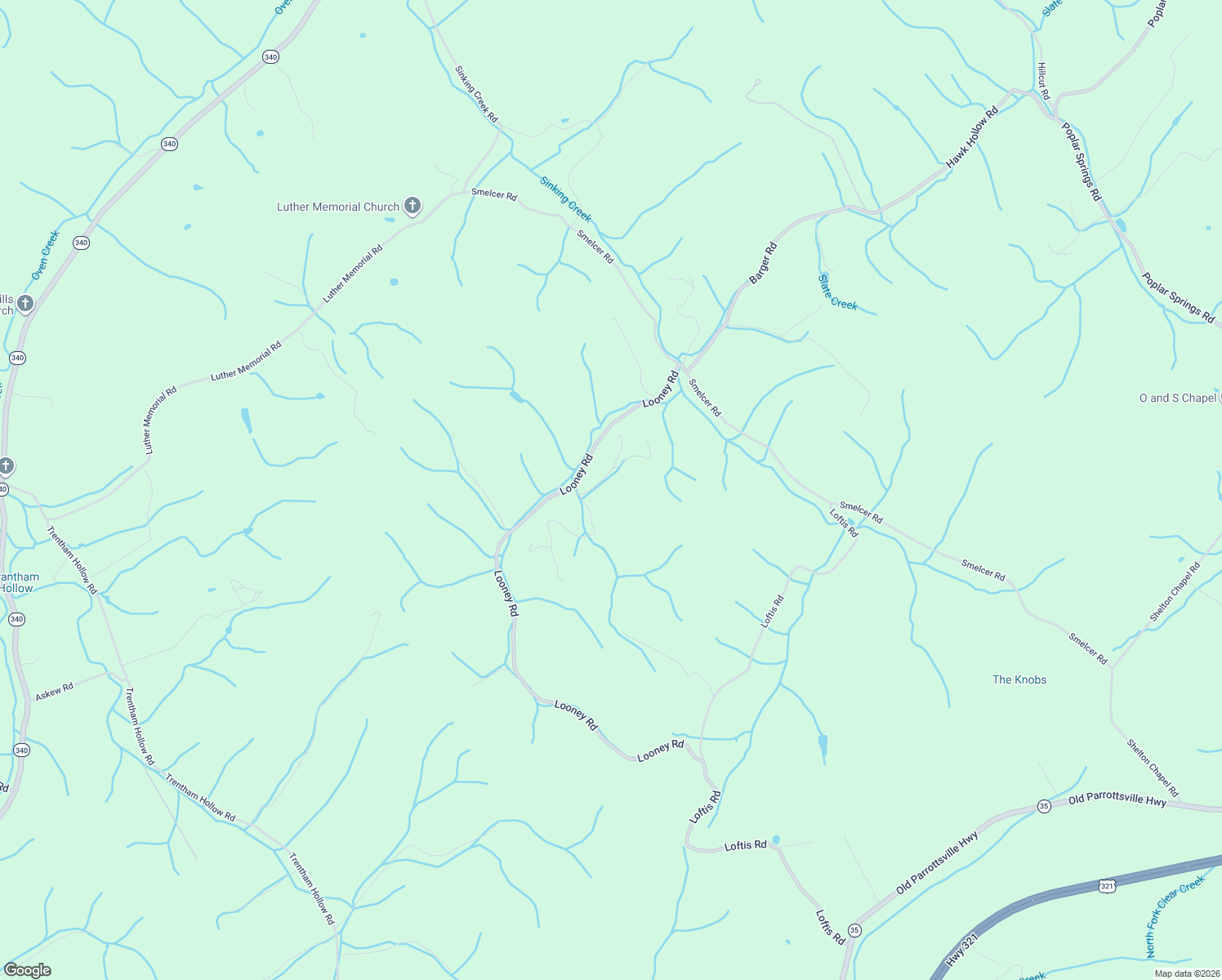 map of restaurants, bars, coffee shops, grocery stores, and more near 2716 London Way in Parrottsville