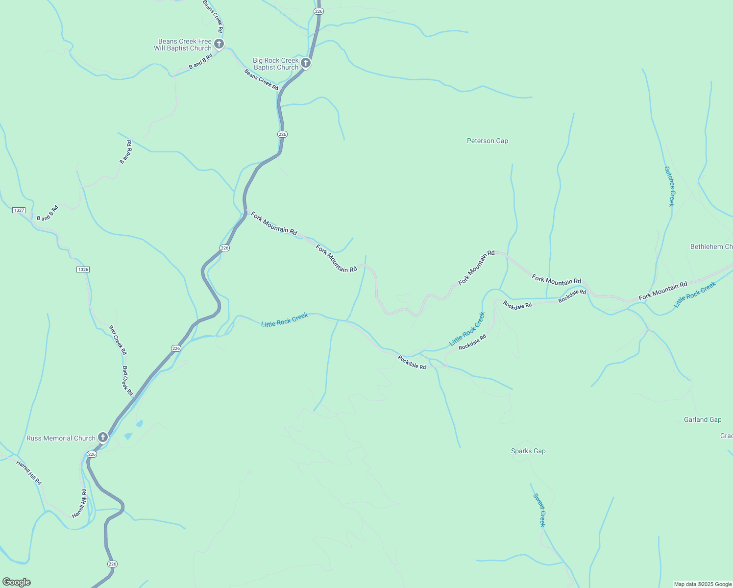 map of restaurants, bars, coffee shops, grocery stores, and more near 696 Fork Mountain Road in Bakersville