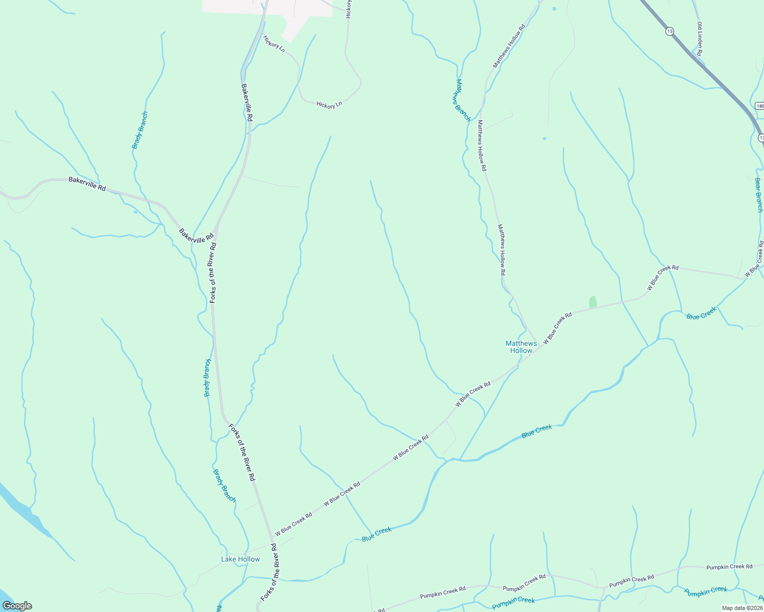 map of restaurants, bars, coffee shops, grocery stores, and more near 1717 West Blue Creek Road in Waverly