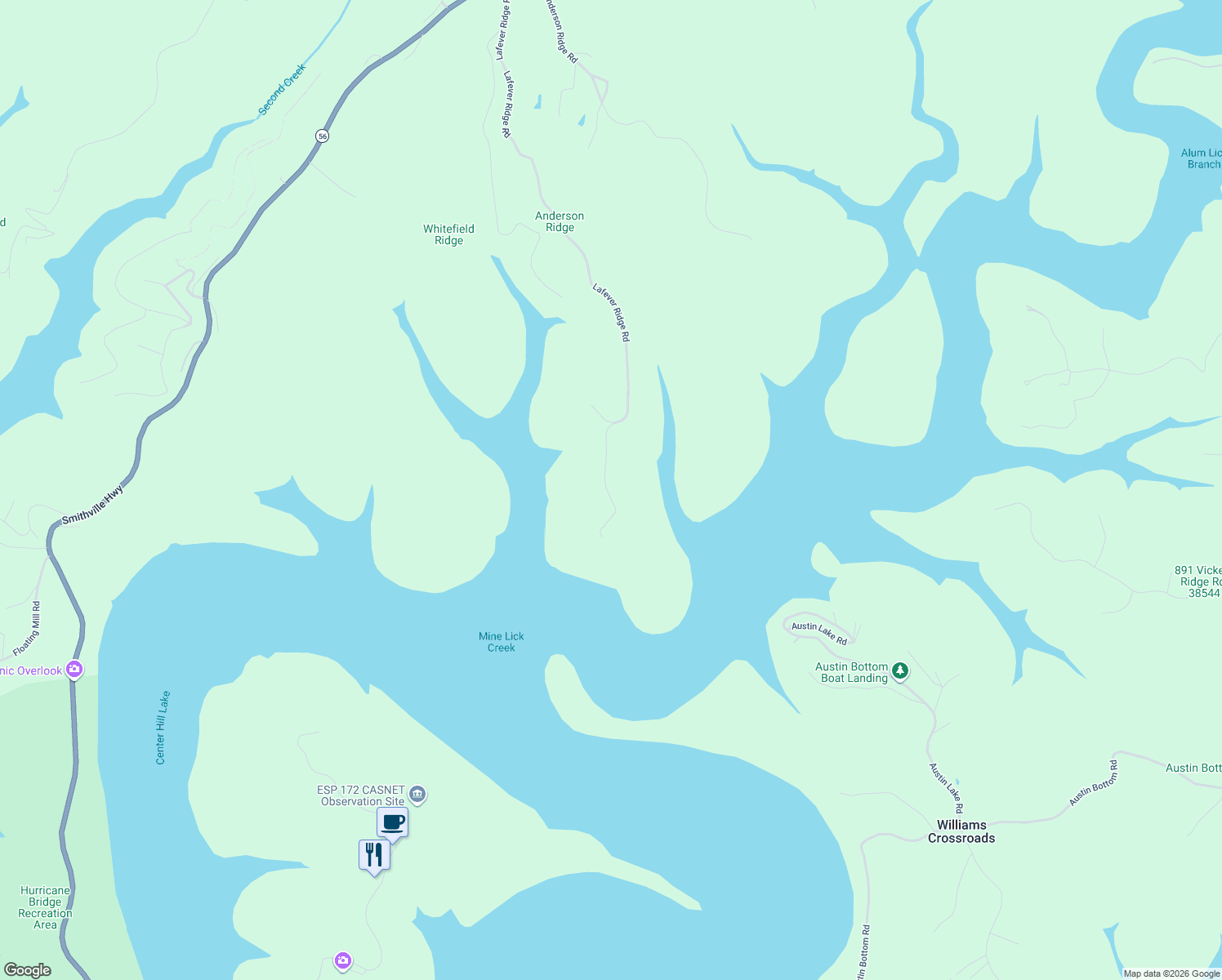 map of restaurants, bars, coffee shops, grocery stores, and more near 1450 Lafever Ridge Road in Silver Point