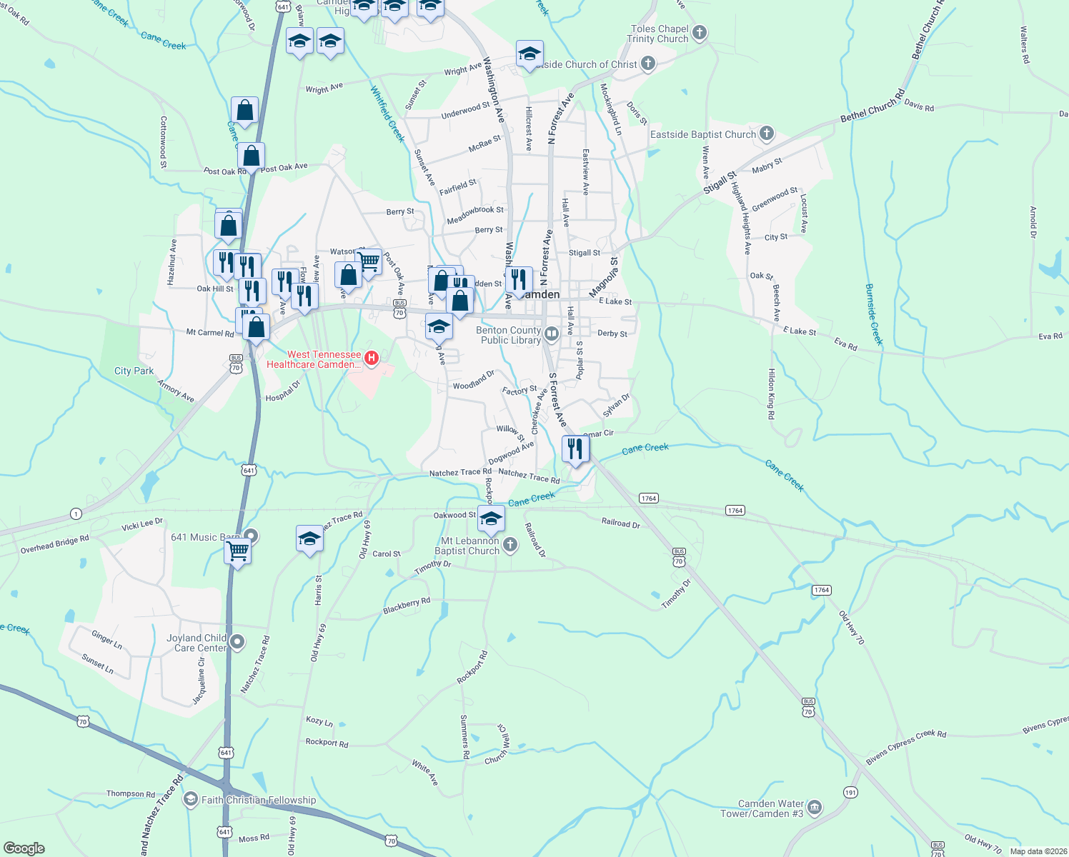 map of restaurants, bars, coffee shops, grocery stores, and more near 166 Cherokee Avenue in Camden
