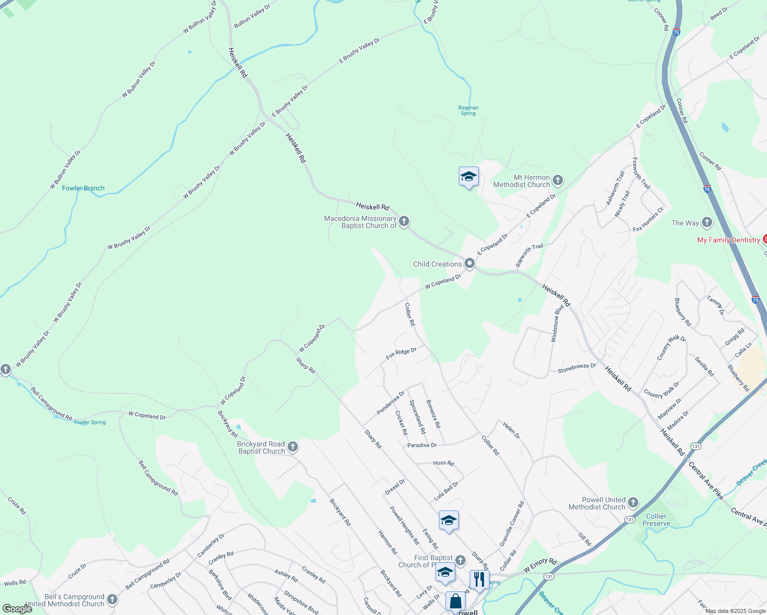map of restaurants, bars, coffee shops, grocery stores, and more near 701 West Copeland Drive in Powell