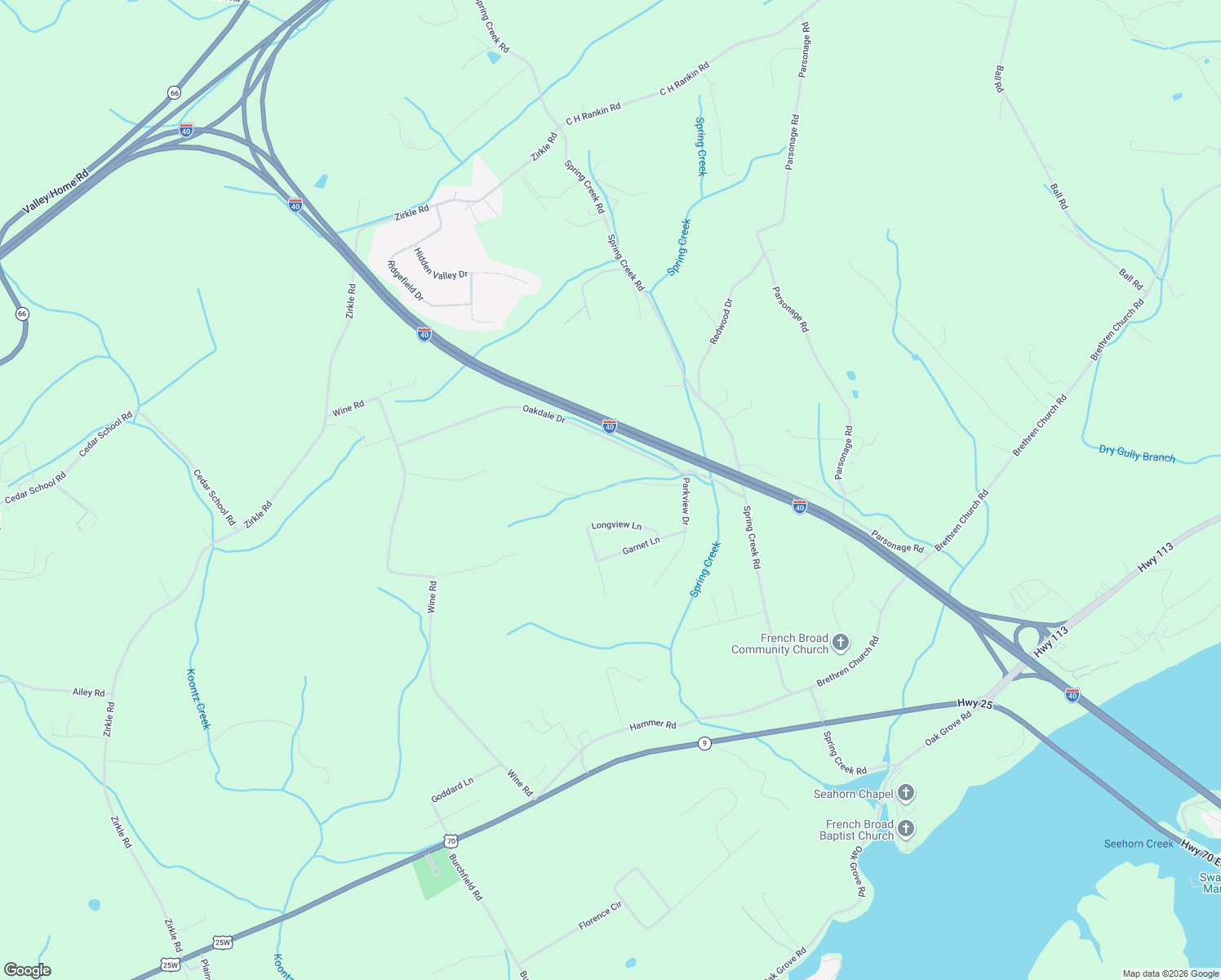 map of restaurants, bars, coffee shops, grocery stores, and more near 1941 Pilgrim Road in Dandridge