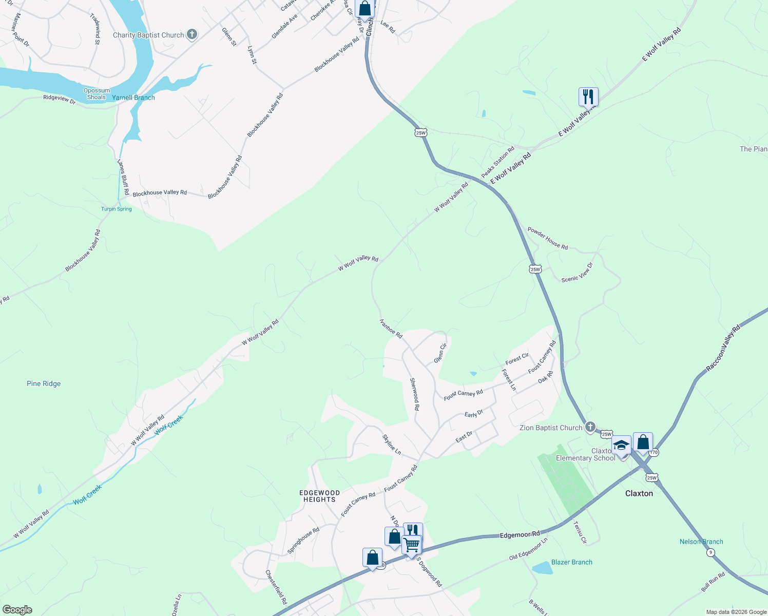 map of restaurants, bars, coffee shops, grocery stores, and more near 157 Ivanhoe Road in Clinton