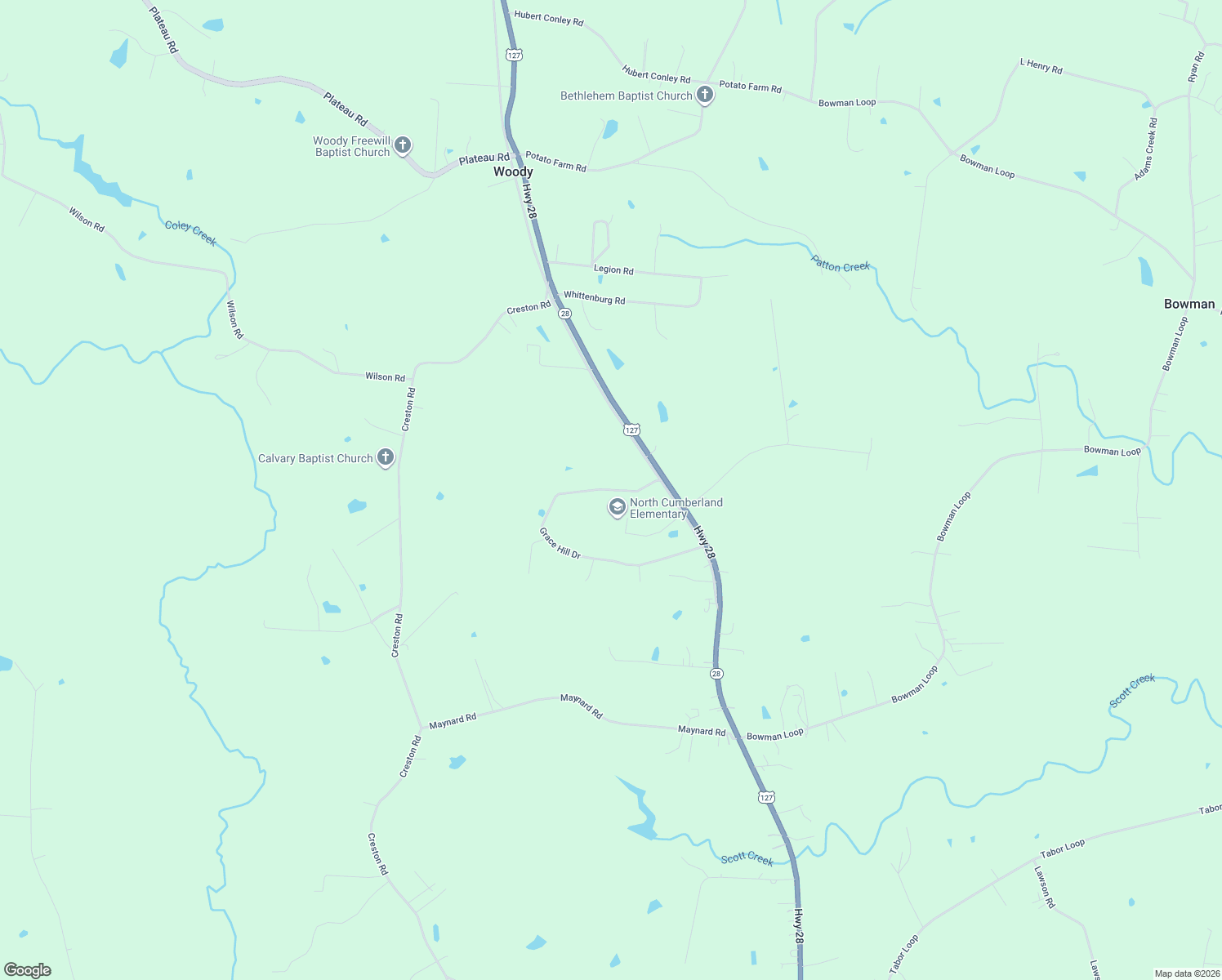 map of restaurants, bars, coffee shops, grocery stores, and more near 802 Grace Hill Drive in Crossville