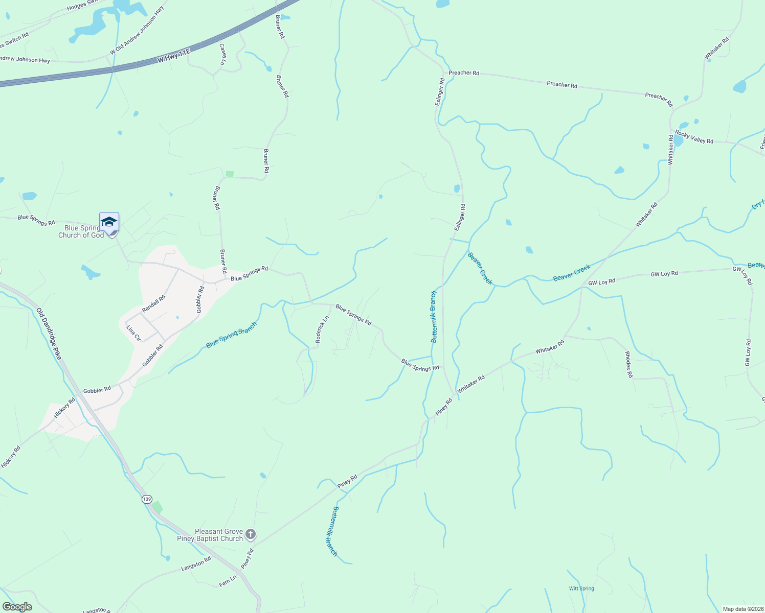 map of restaurants, bars, coffee shops, grocery stores, and more near 3598 Blue Springs Road in New Market