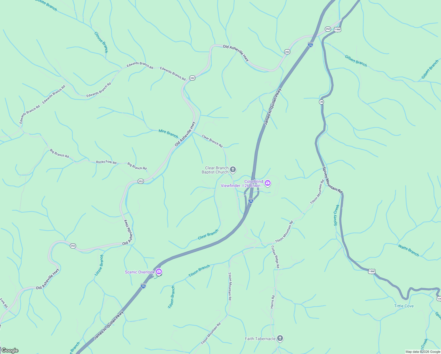 map of restaurants, bars, coffee shops, grocery stores, and more near 110 Old Ridge Rd in Erwin
