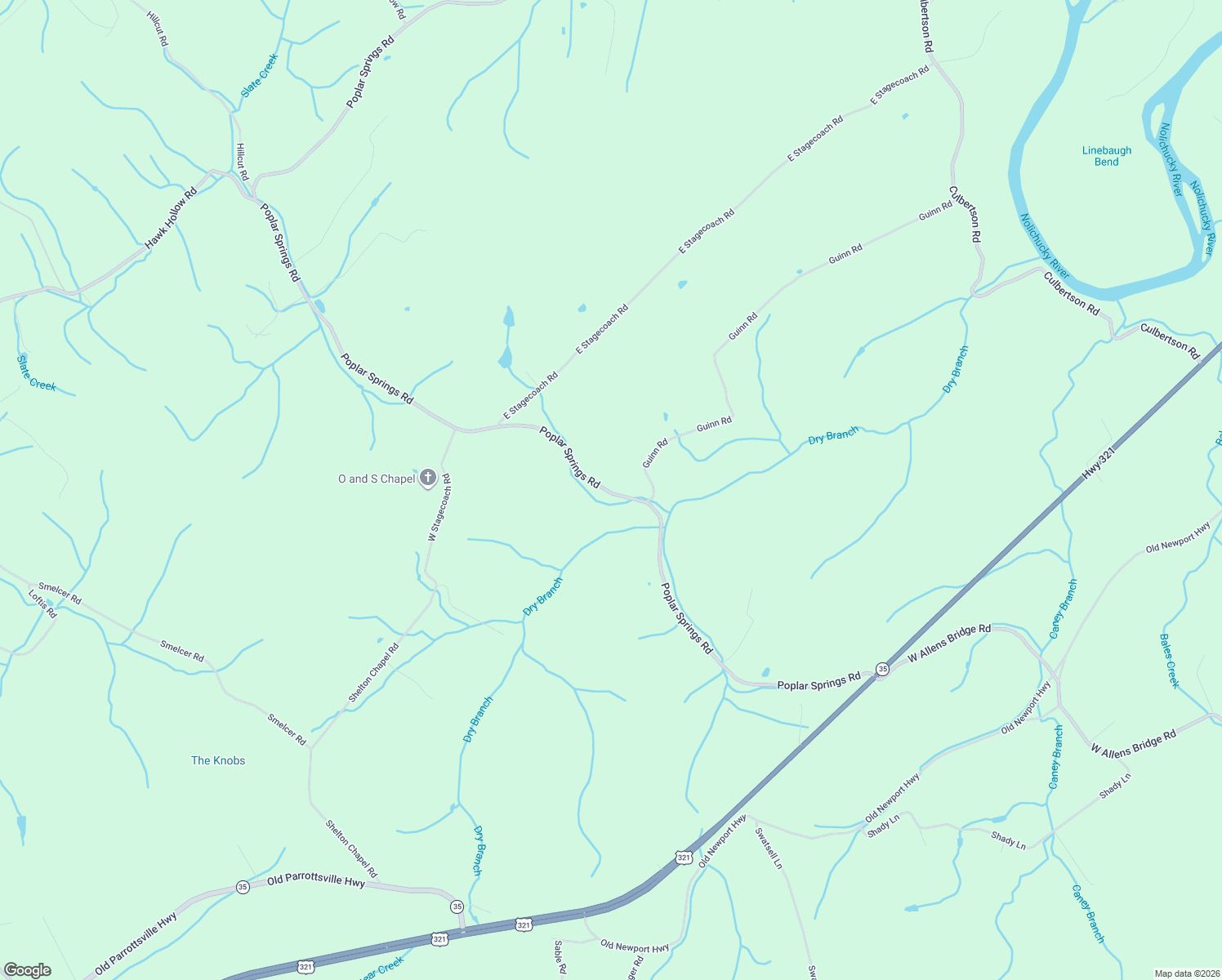 map of restaurants, bars, coffee shops, grocery stores, and more near 5517 Poplar Springs Road in Greeneville