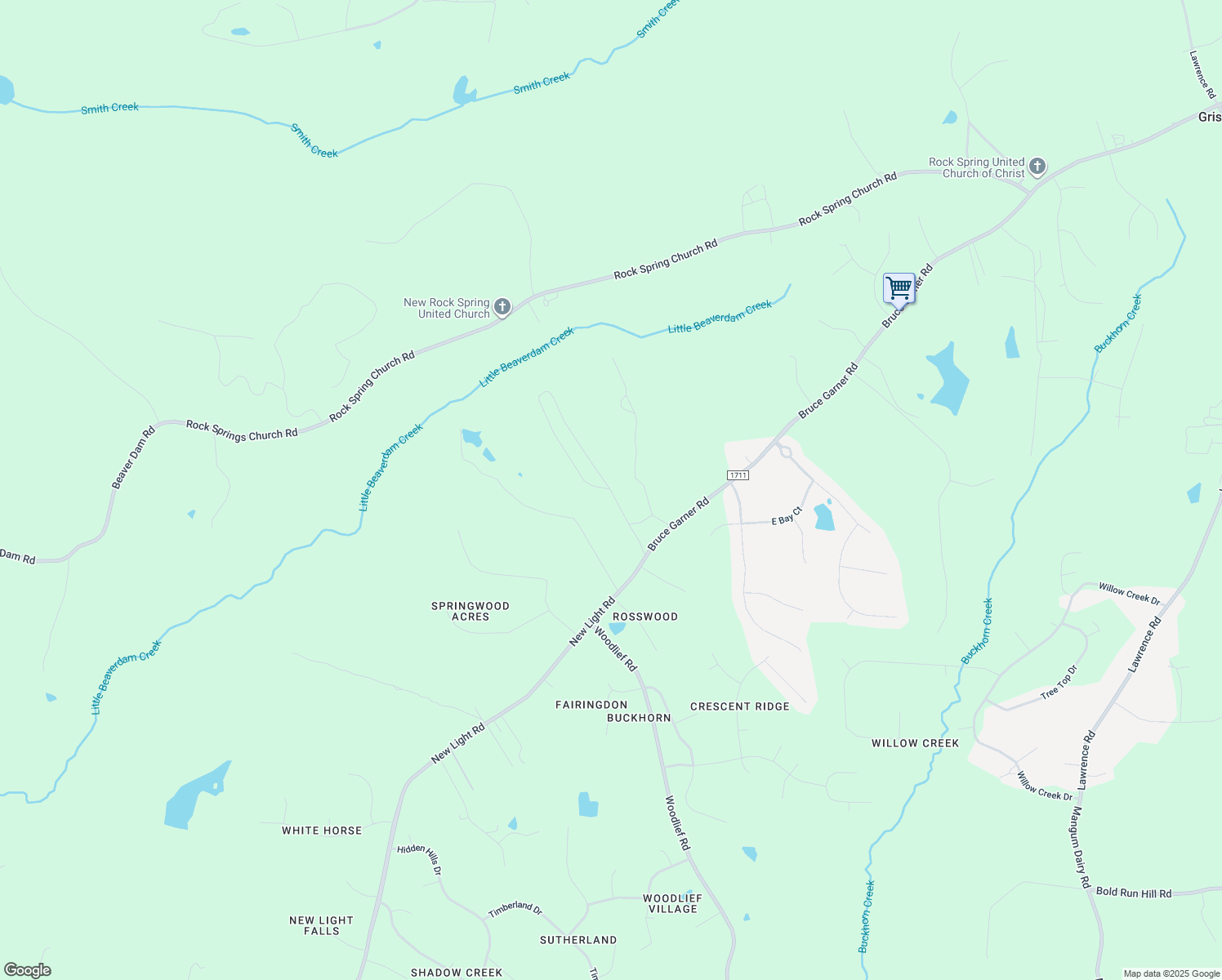 map of restaurants, bars, coffee shops, grocery stores, and more near 794 Northern Falls Road in Creedmoor