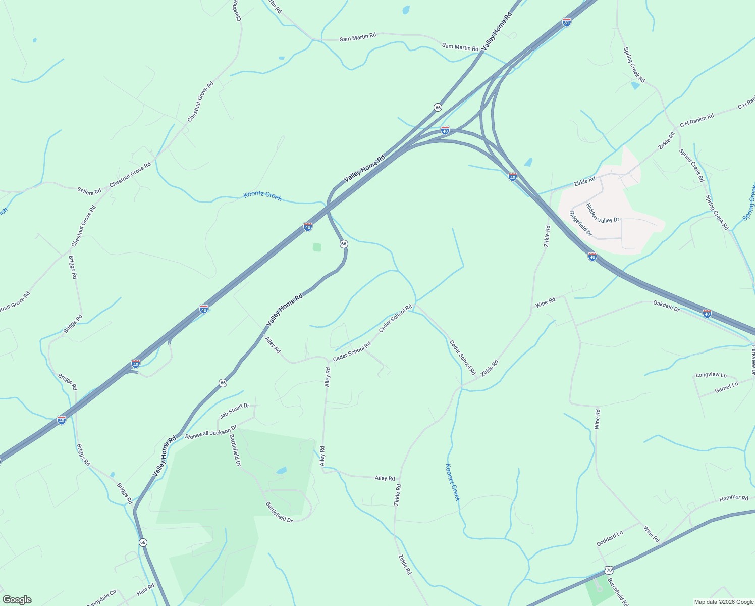 map of restaurants, bars, coffee shops, grocery stores, and more near 1470 Cedar School Road in Dandridge