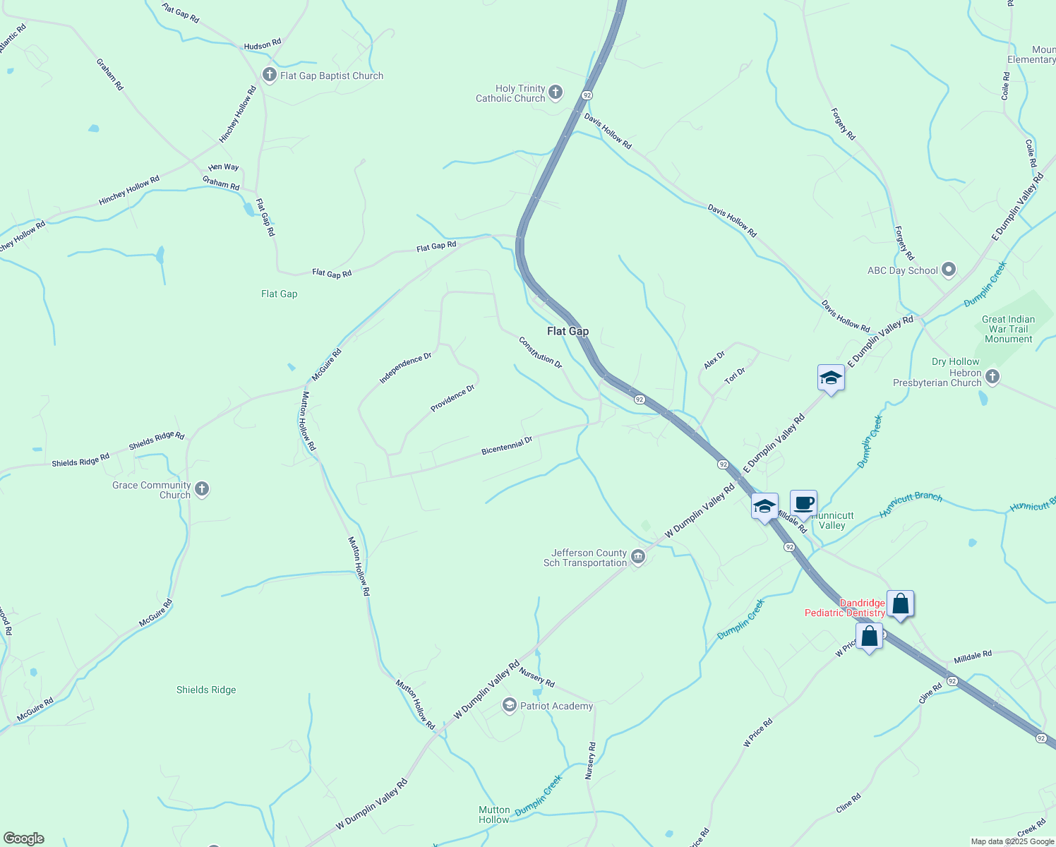 map of restaurants, bars, coffee shops, grocery stores, and more near 306 Freedom Ln in Jefferson City