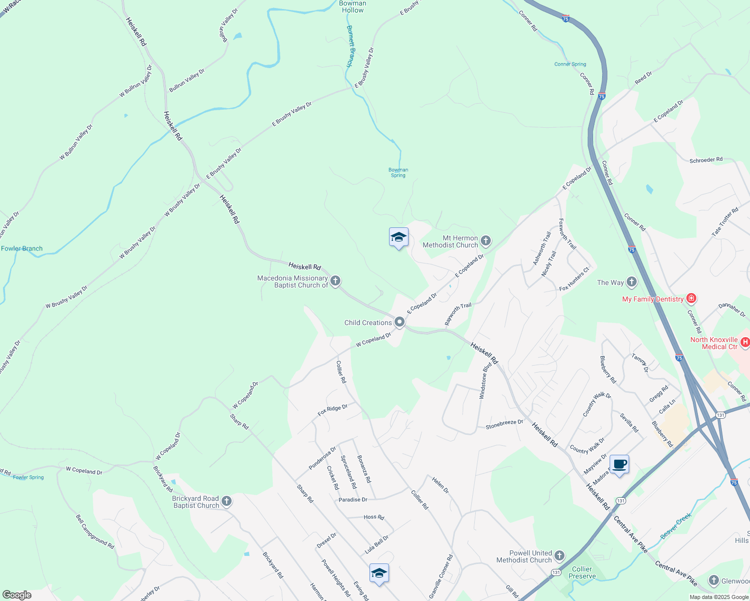 map of restaurants, bars, coffee shops, grocery stores, and more near 120 Ann Cove Lane in Powell