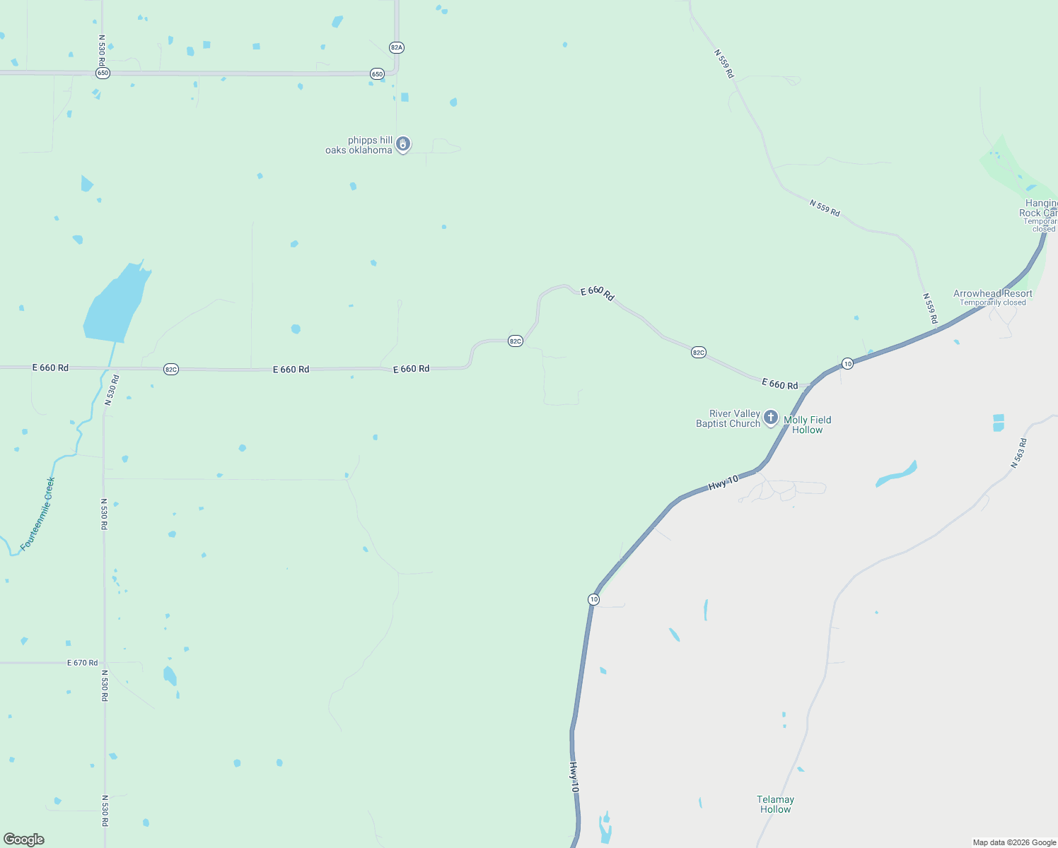 map of restaurants, bars, coffee shops, grocery stores, and more near 8119 North 544 Road in Tahlequah