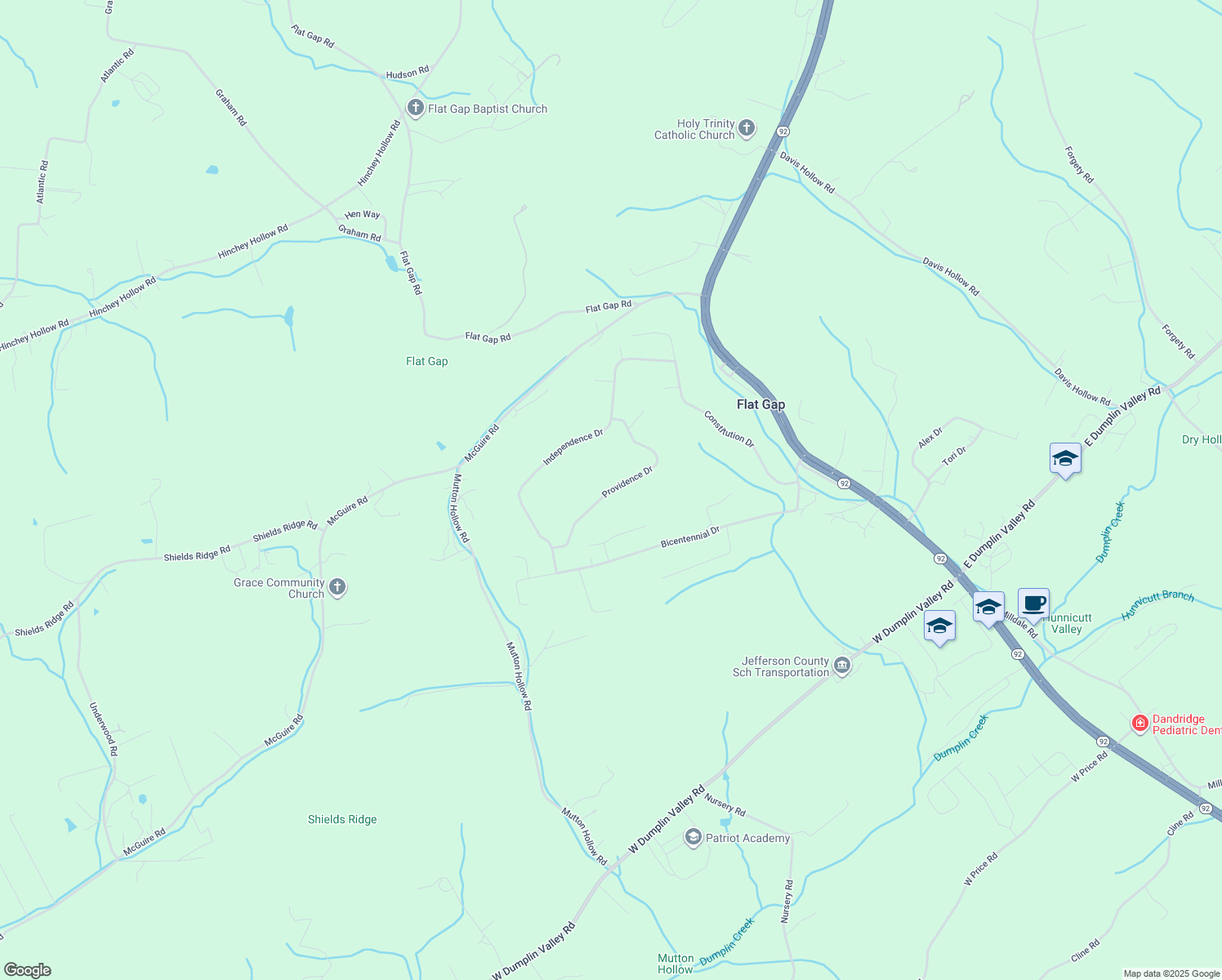 map of restaurants, bars, coffee shops, grocery stores, and more near 541 Providence Drive in Jefferson City