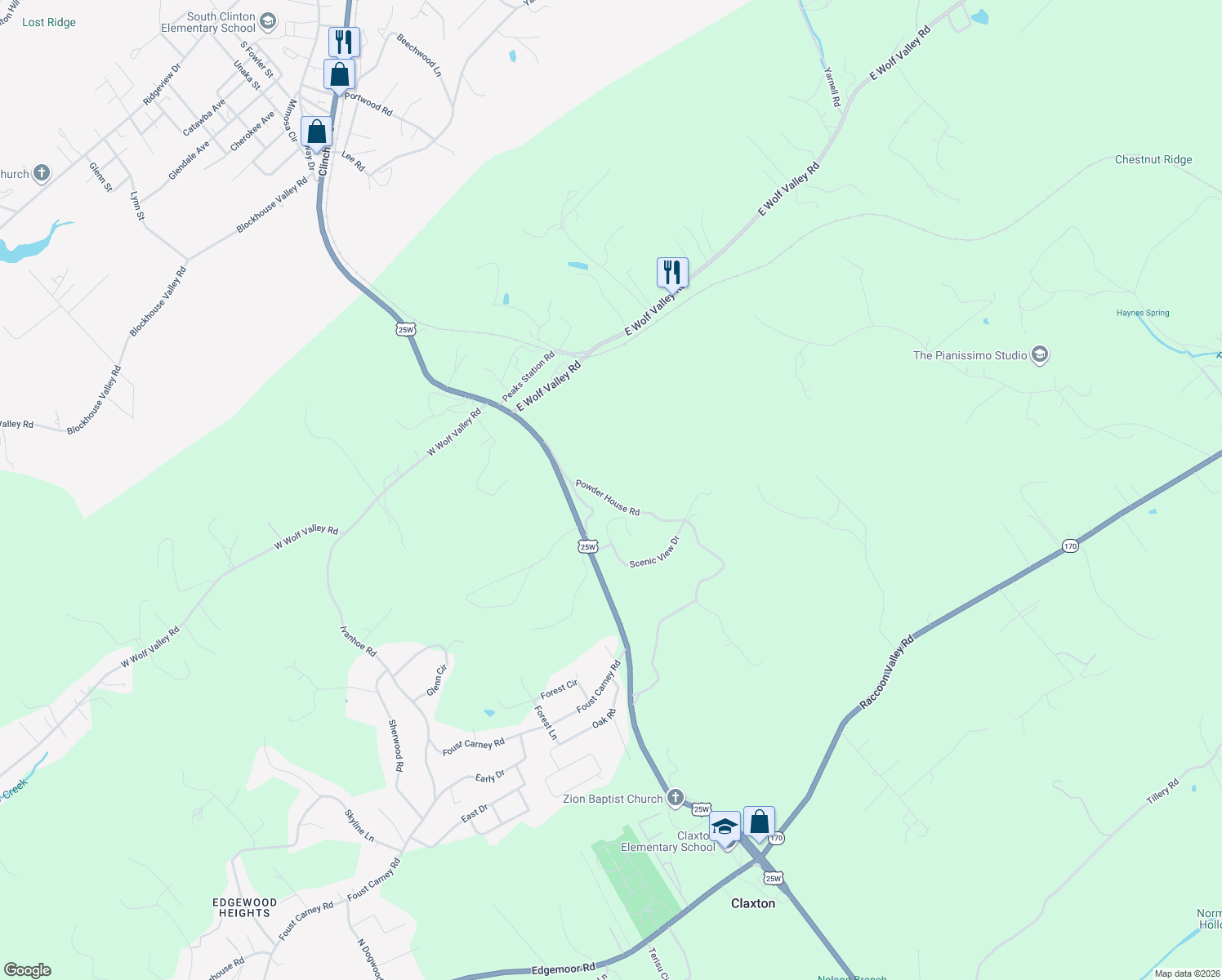 map of restaurants, bars, coffee shops, grocery stores, and more near 145 Powder House Road in Clinton