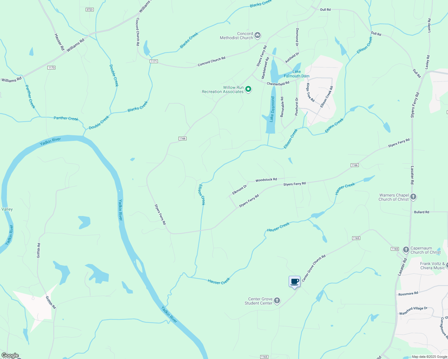 map of restaurants, bars, coffee shops, grocery stores, and more near 2030 Elkmont Court in Clemmons