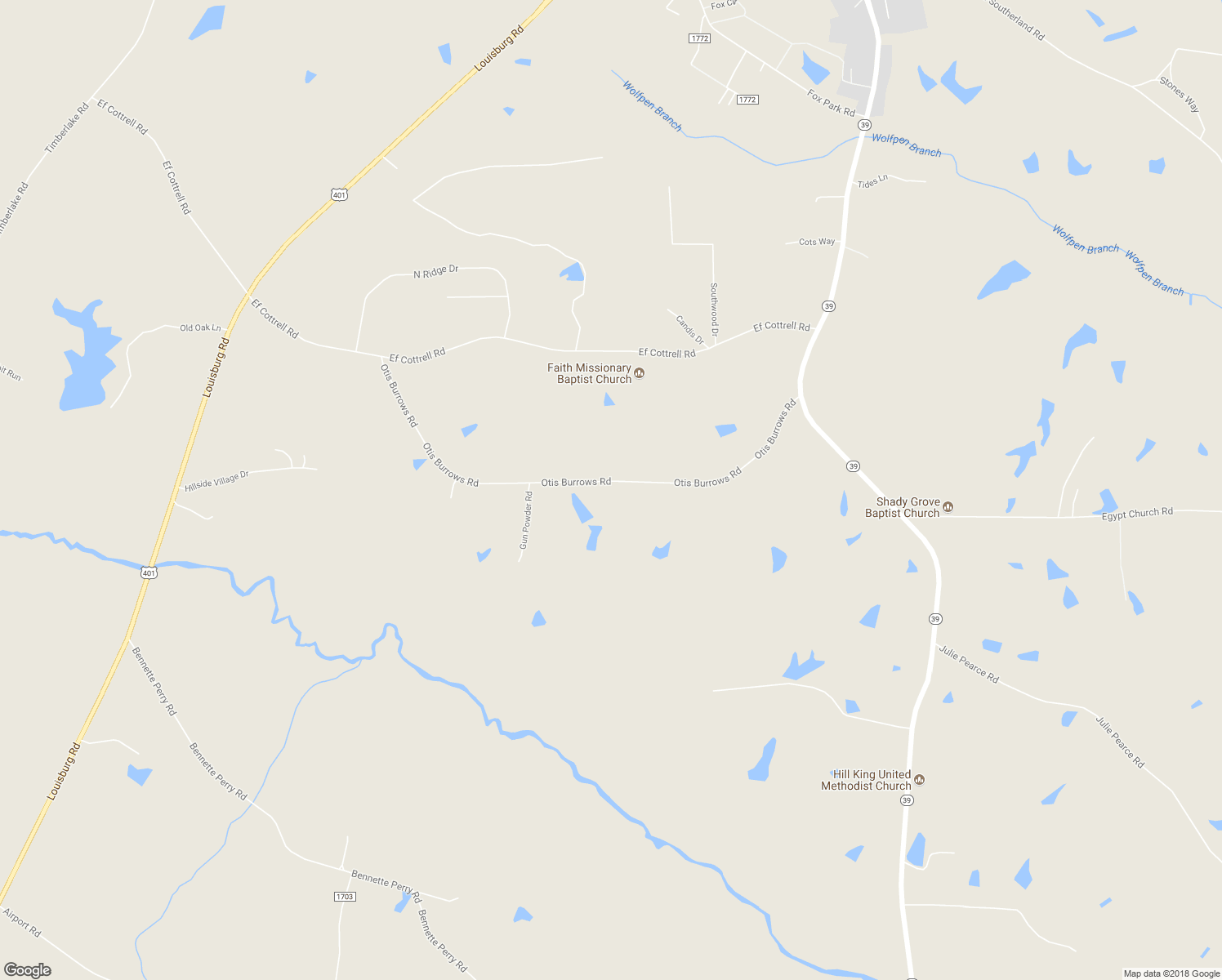 map of restaurants, bars, coffee shops, grocery stores, and more near 357 Otis Burrows Road in Louisburg