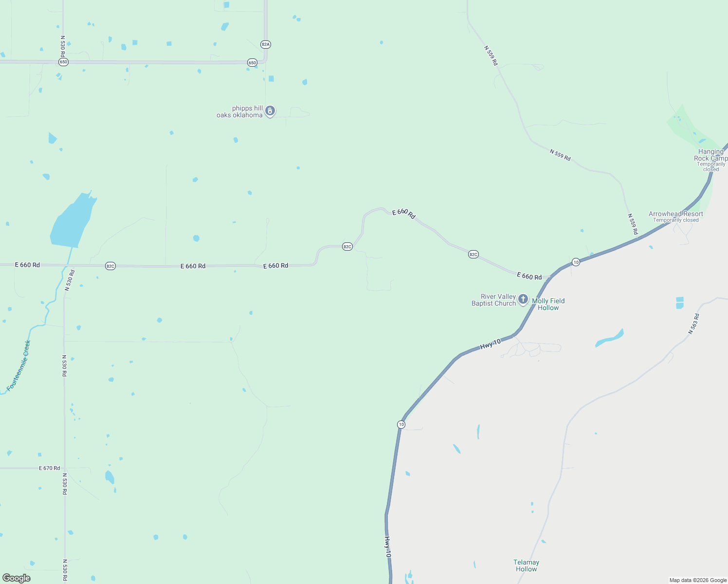 map of restaurants, bars, coffee shops, grocery stores, and more near 8119 North 544 Road in Tahlequah