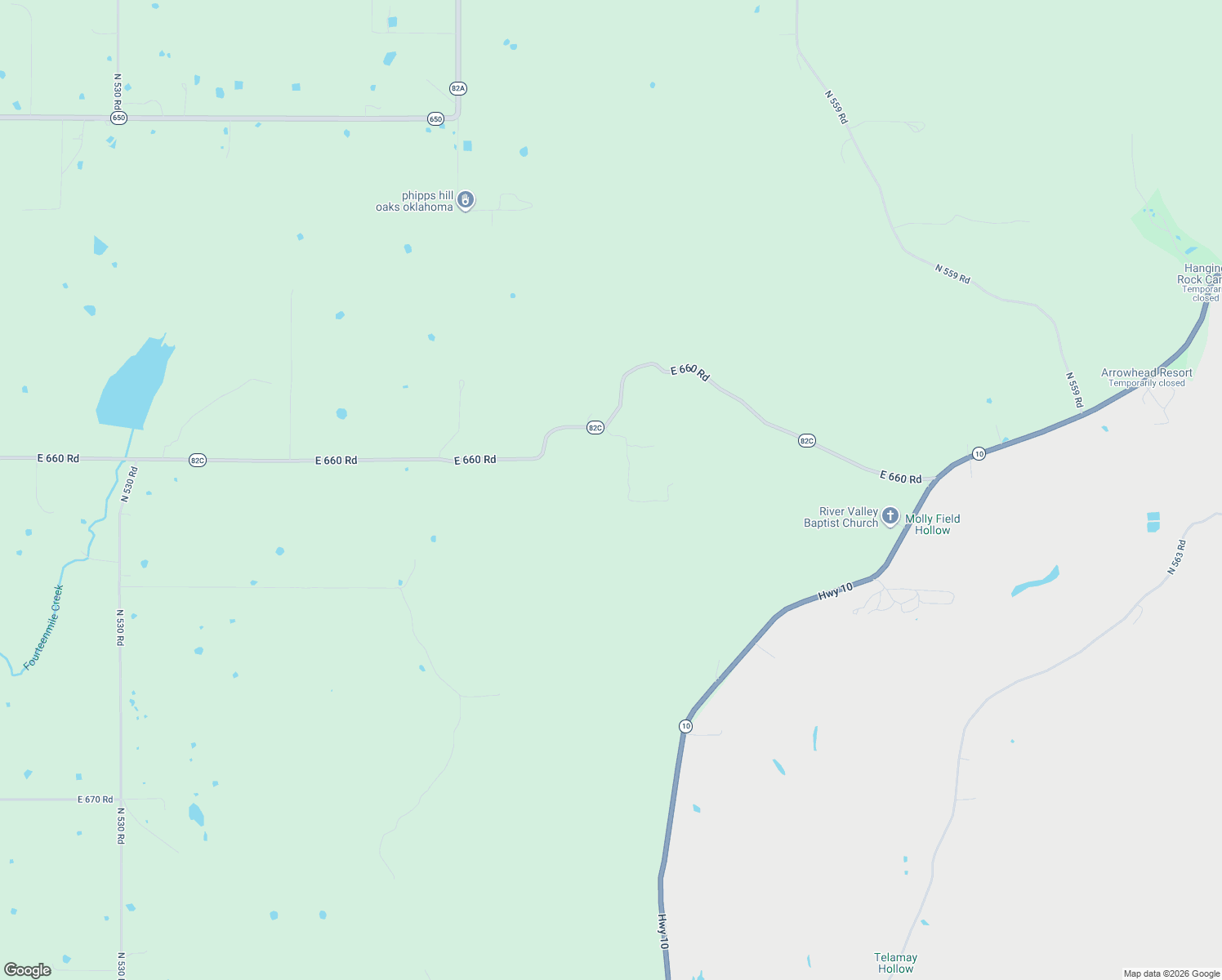 map of restaurants, bars, coffee shops, grocery stores, and more near 8131 North 544 Road in Tahlequah