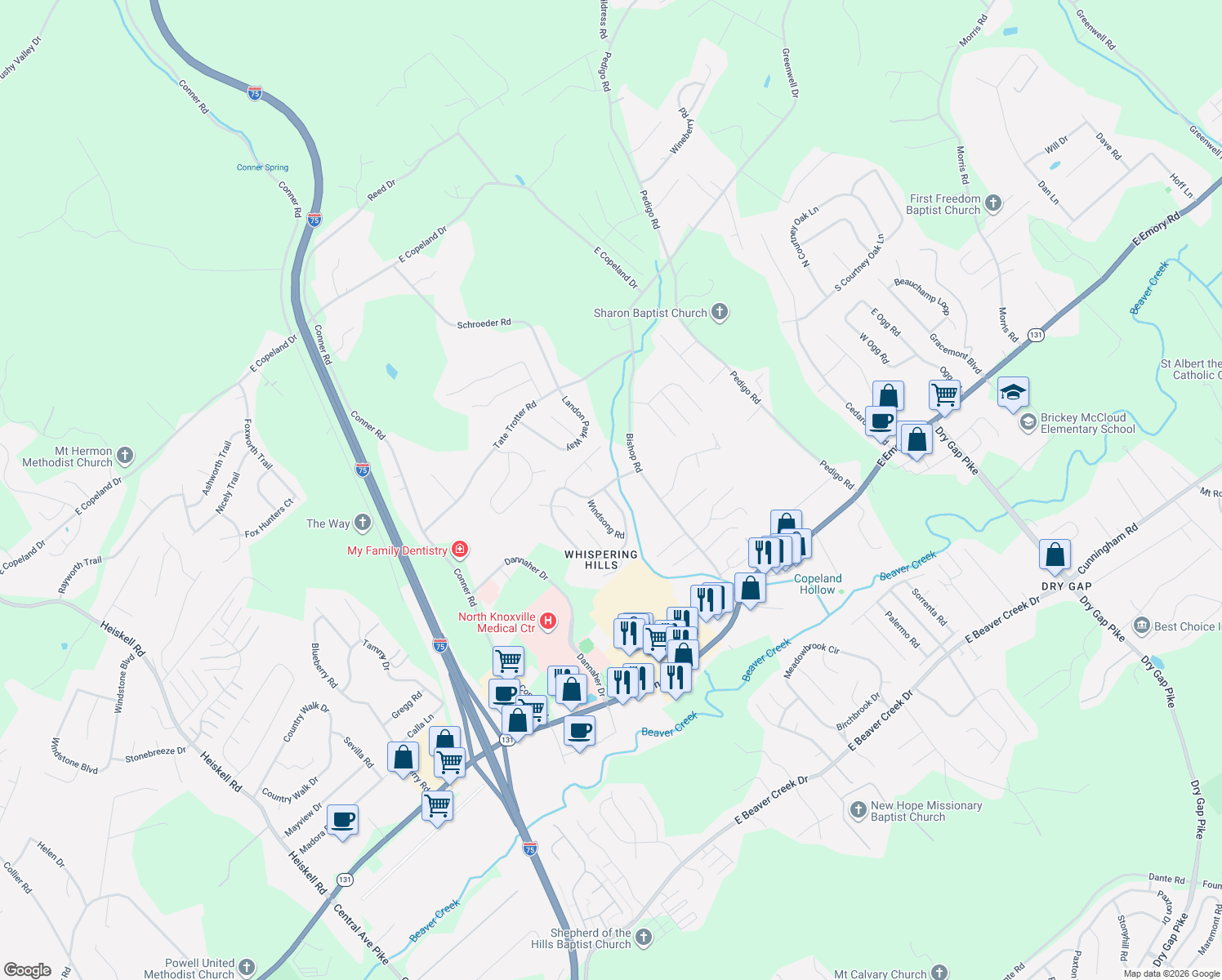 map of restaurants, bars, coffee shops, grocery stores, and more near 816 North Whispering Oak Circle in Powell