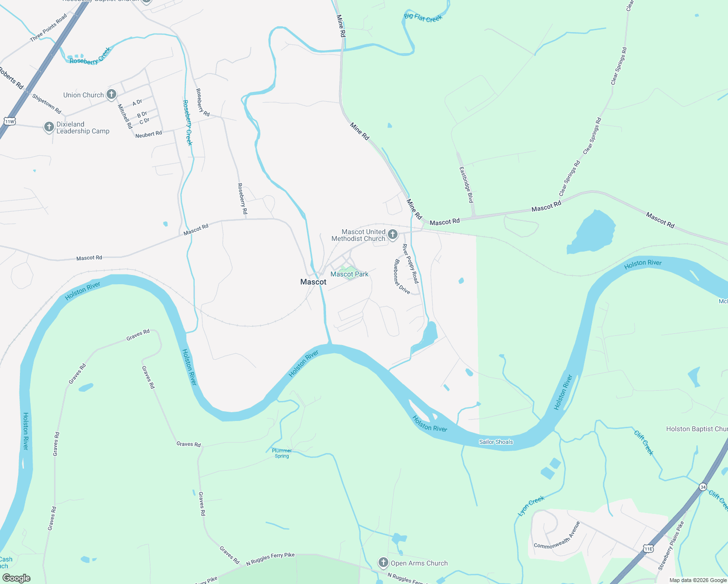 map of restaurants, bars, coffee shops, grocery stores, and more near 1805 Santa Claus Lane in Mascot
