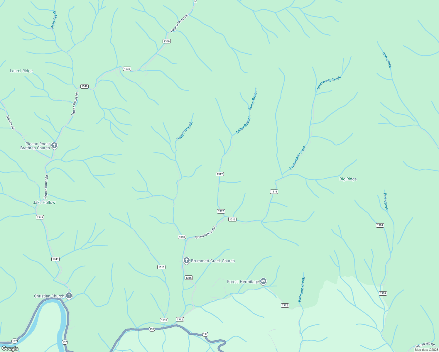 map of restaurants, bars, coffee shops, grocery stores, and more near State Road 1317 in Mitchell County