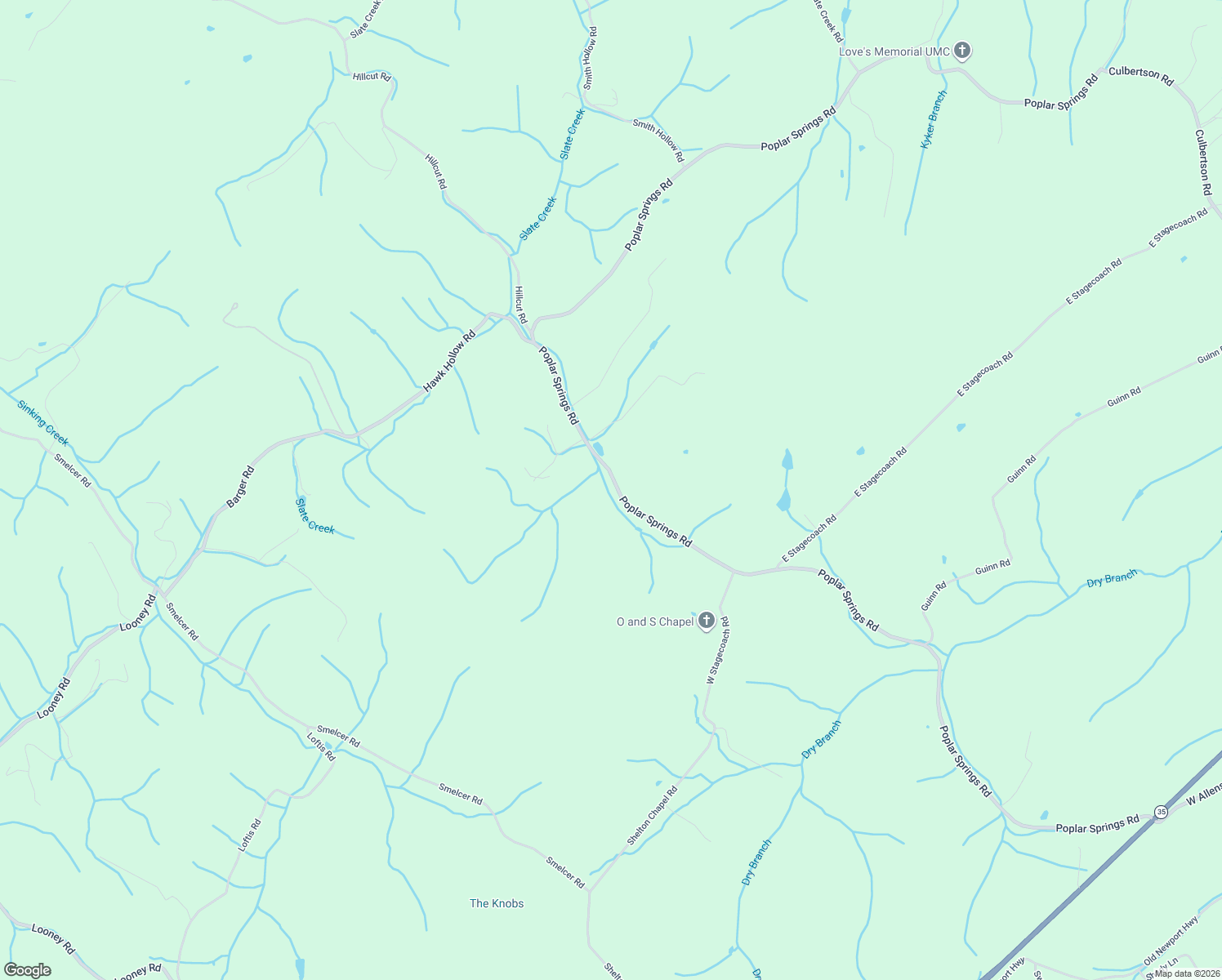 map of restaurants, bars, coffee shops, grocery stores, and more near 4560 Poplar Springs Road in Greeneville