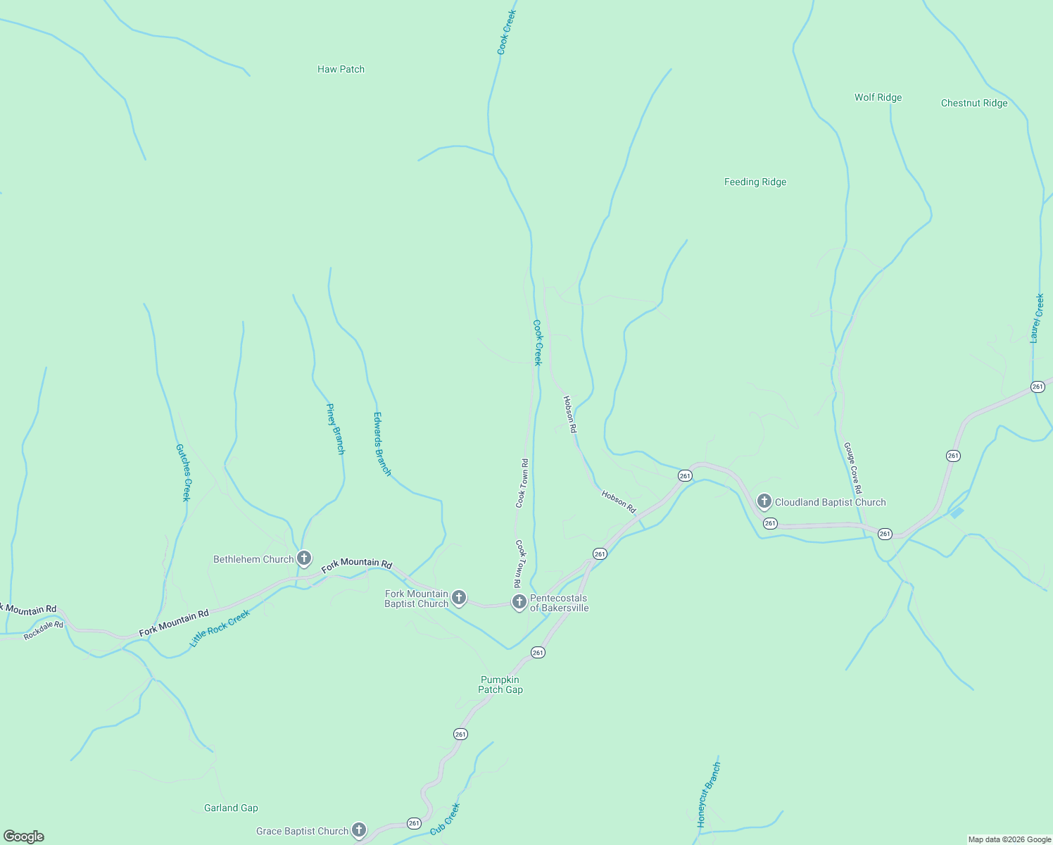 map of restaurants, bars, coffee shops, grocery stores, and more near 625 Cook Town Road in Bakersville