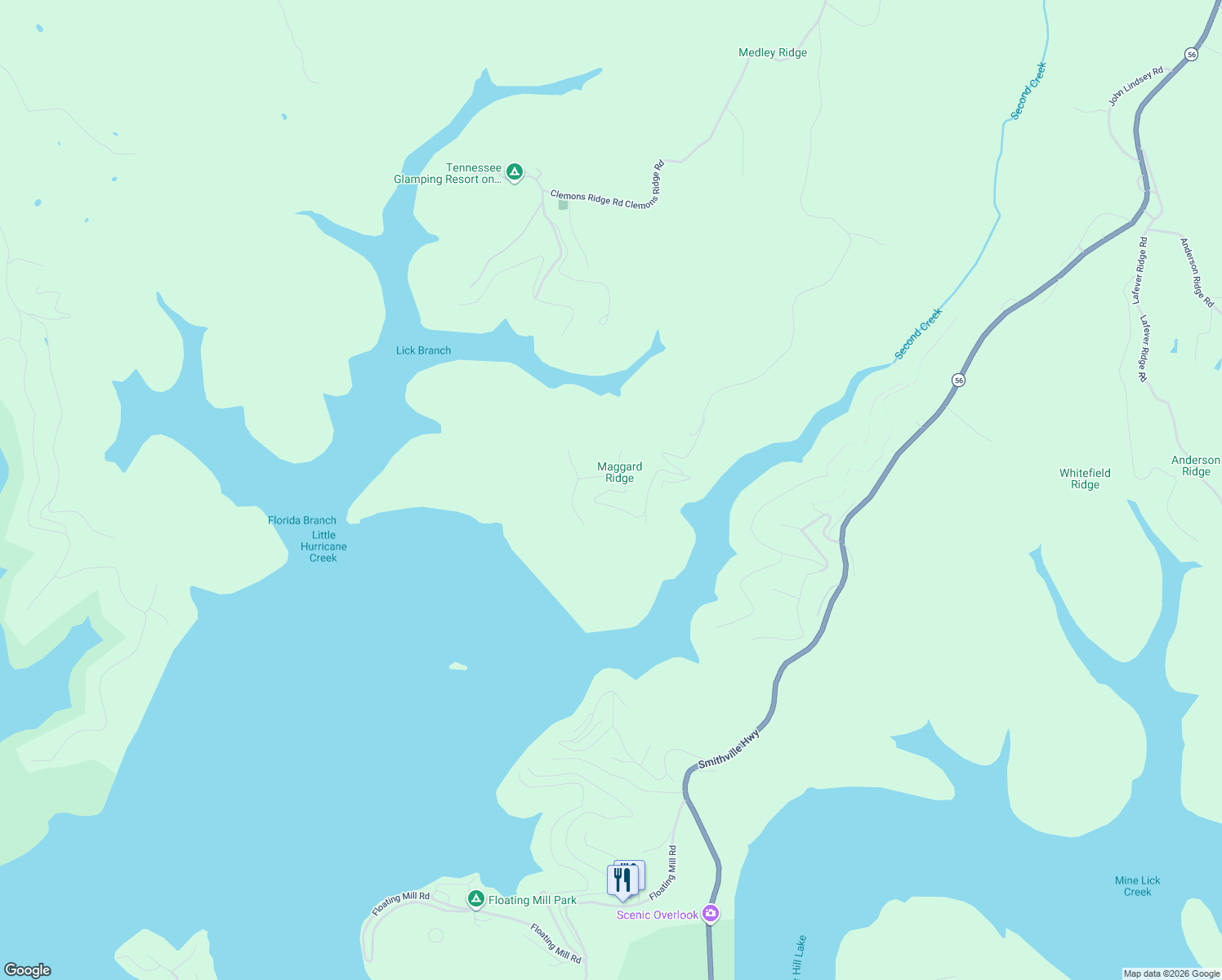 map of restaurants, bars, coffee shops, grocery stores, and more near 8305 Maggard Ridge Road in Silver Point