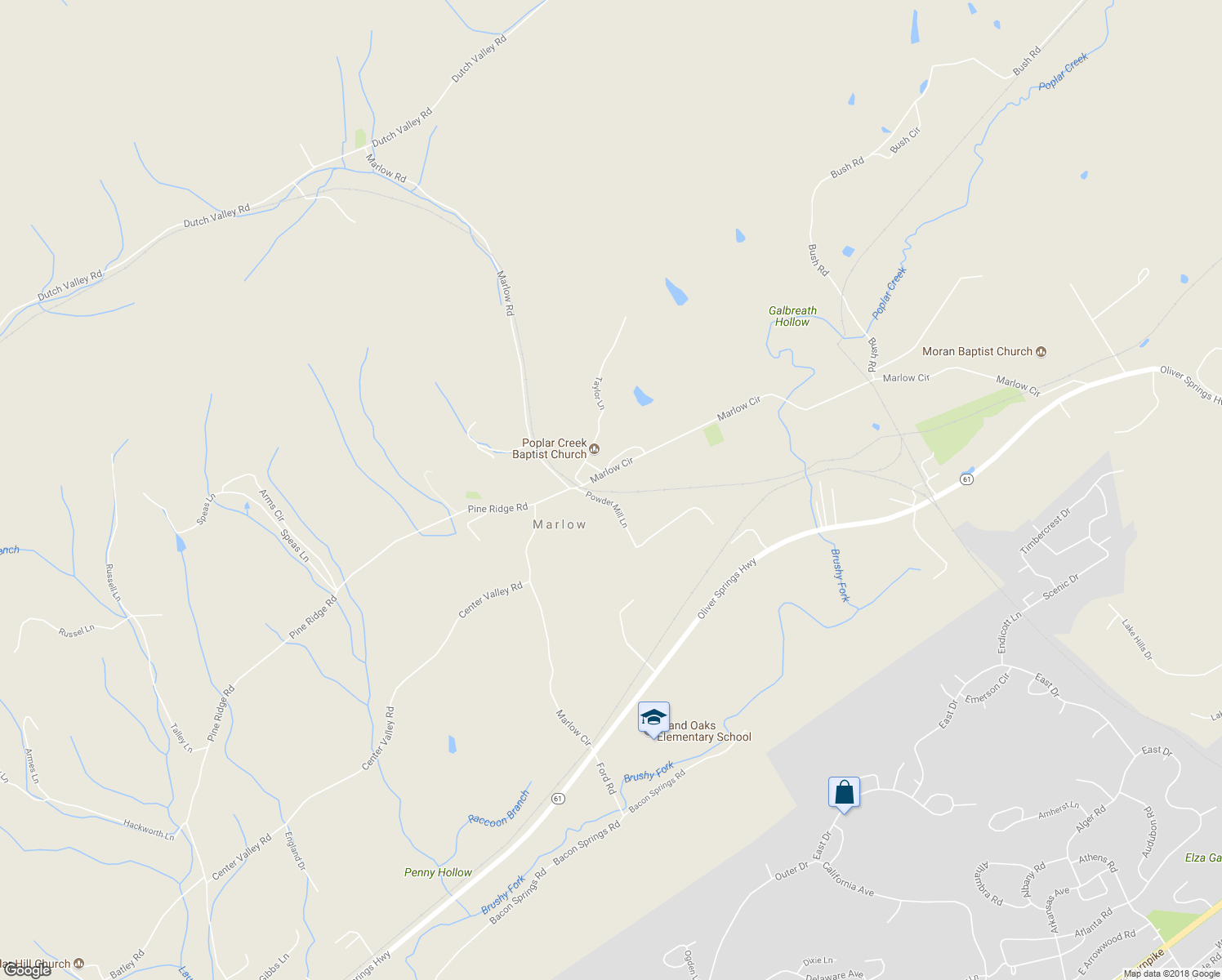 map of restaurants, bars, coffee shops, grocery stores, and more near 501 Marlow Circle in Clinton