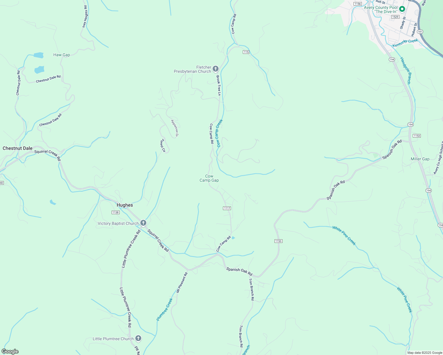 map of restaurants, bars, coffee shops, grocery stores, and more near 2814 Cow Camp Road in Newland