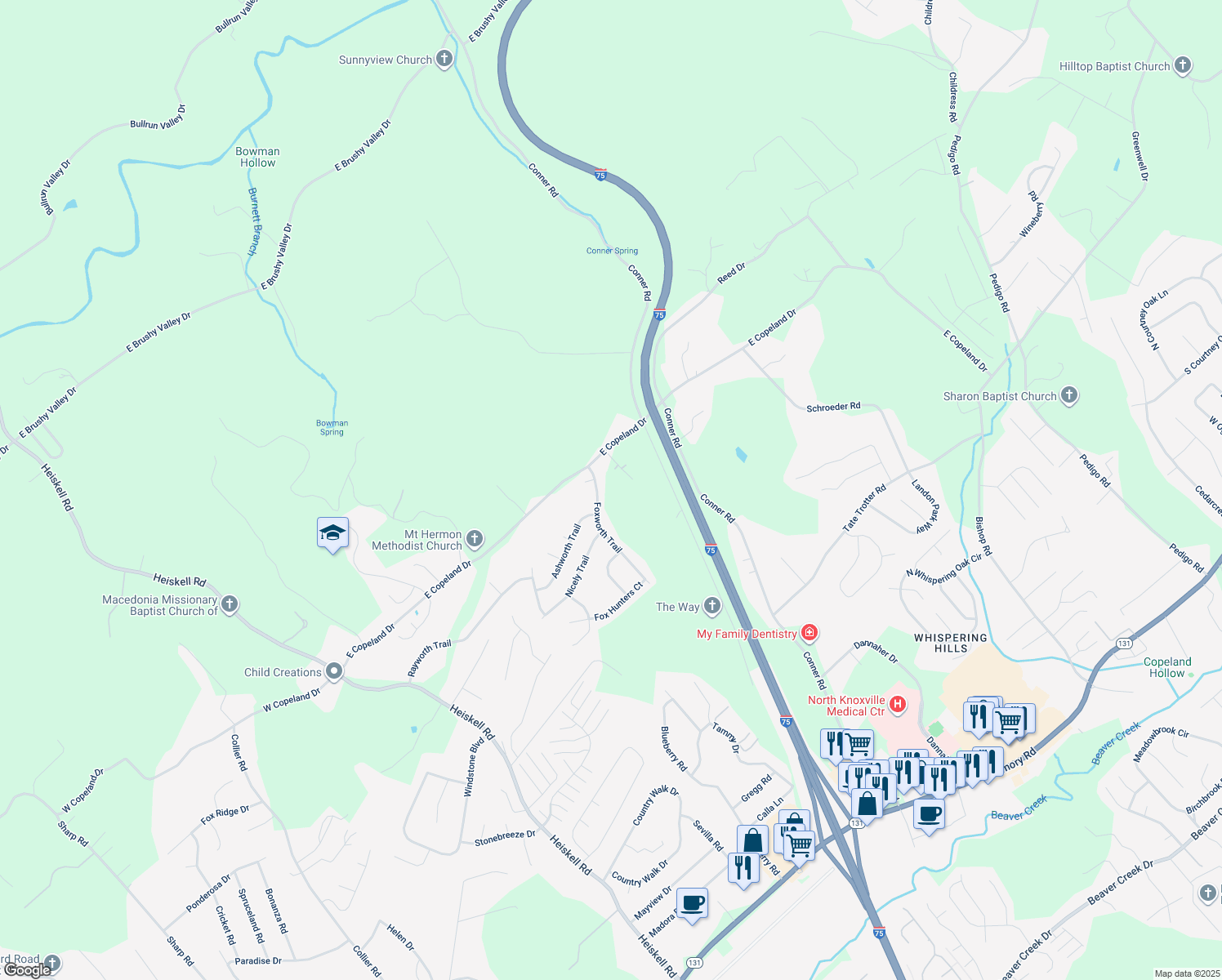 map of restaurants, bars, coffee shops, grocery stores, and more near 440 East Copeland Drive in Powell
