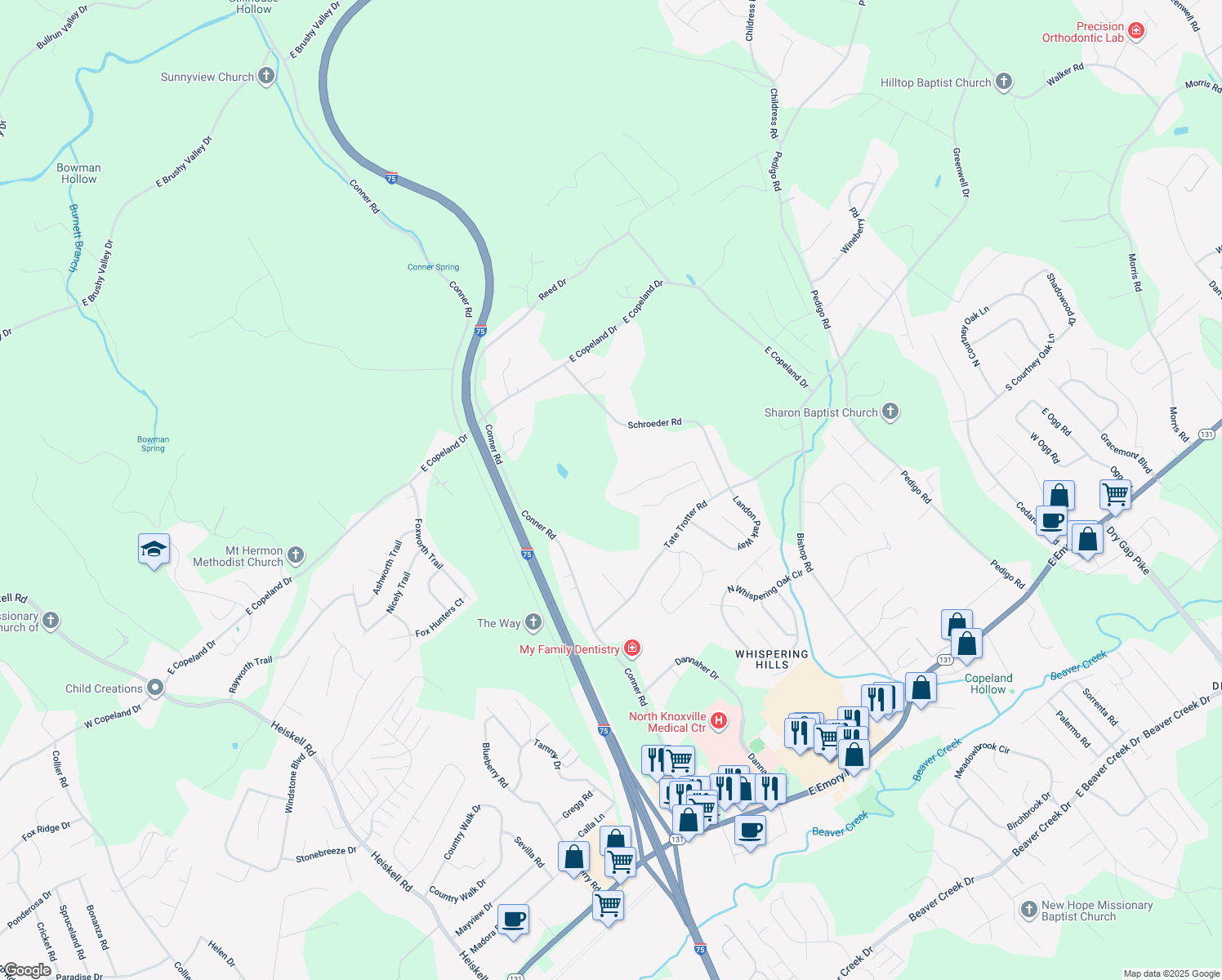map of restaurants, bars, coffee shops, grocery stores, and more near 8146 Canter Lane in Powell