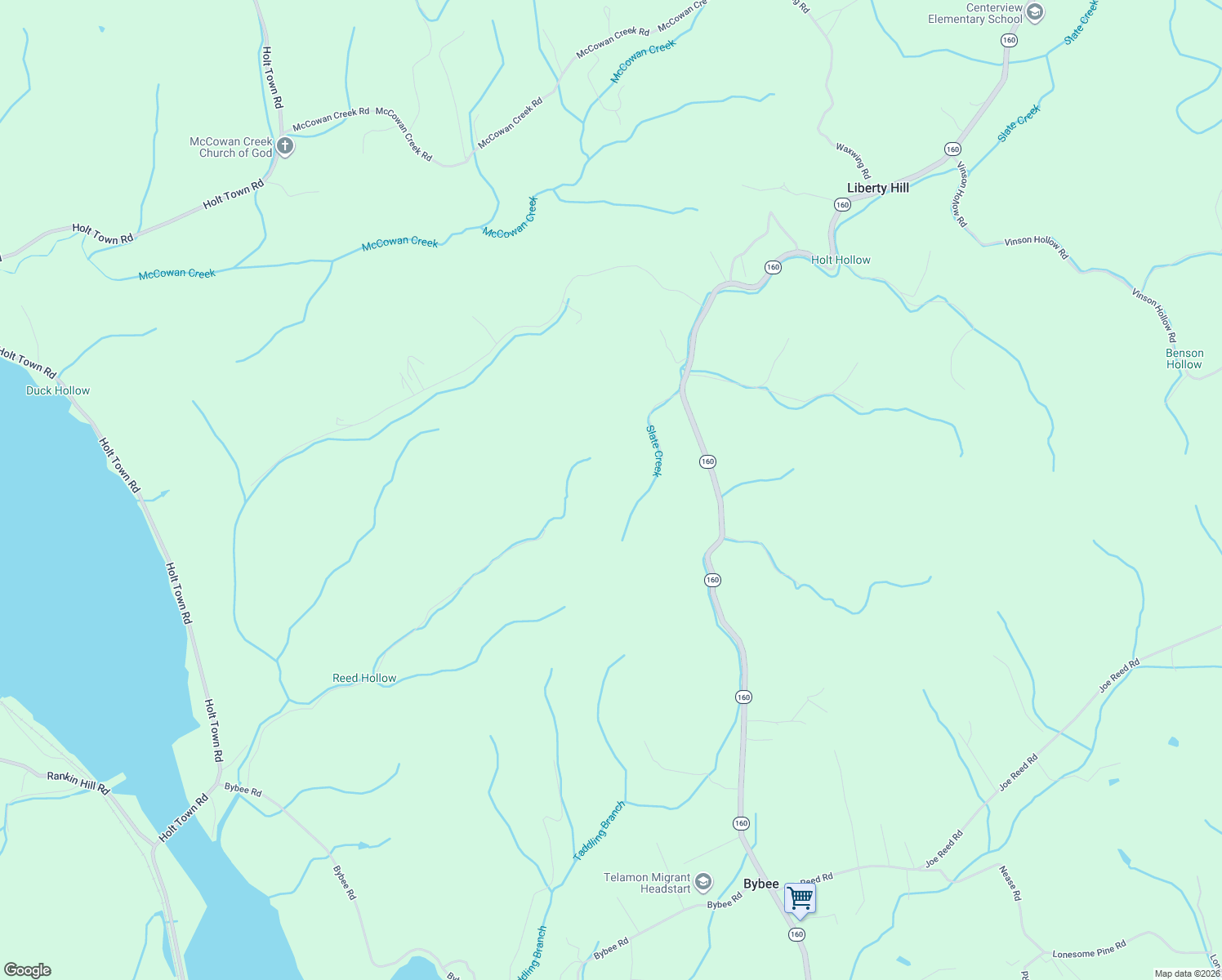 map of restaurants, bars, coffee shops, grocery stores, and more near 1635 Tennessee 160 in Newport