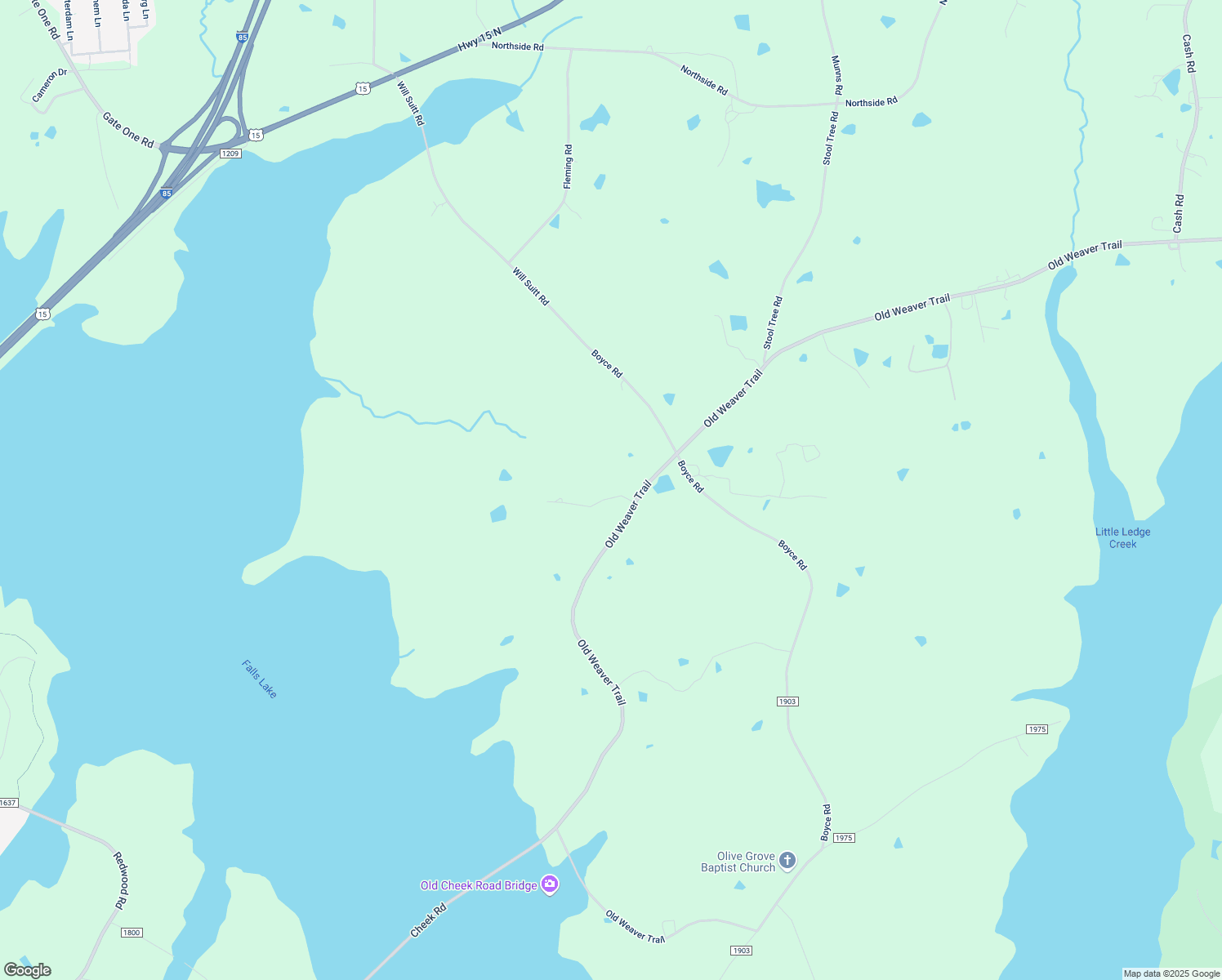 map of restaurants, bars, coffee shops, grocery stores, and more near 4428 Old Weaver Trail in Creedmoor