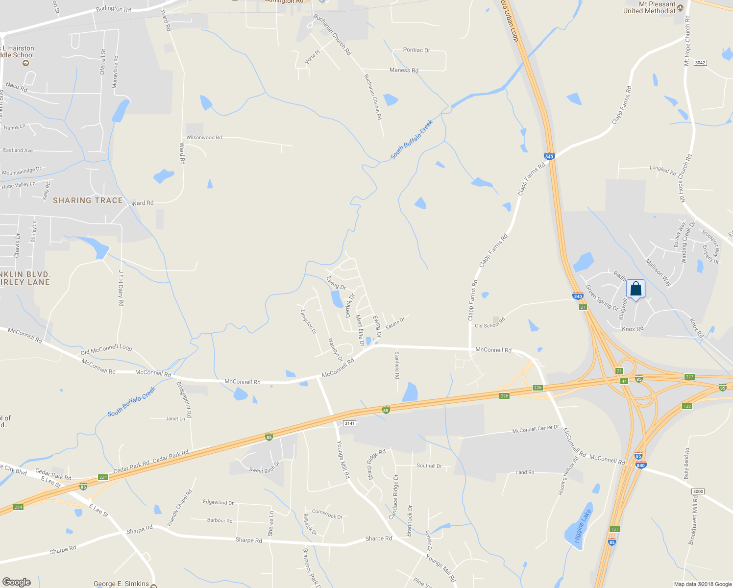 map of restaurants, bars, coffee shops, grocery stores, and more near 1899 Ewing Drive in Greensboro